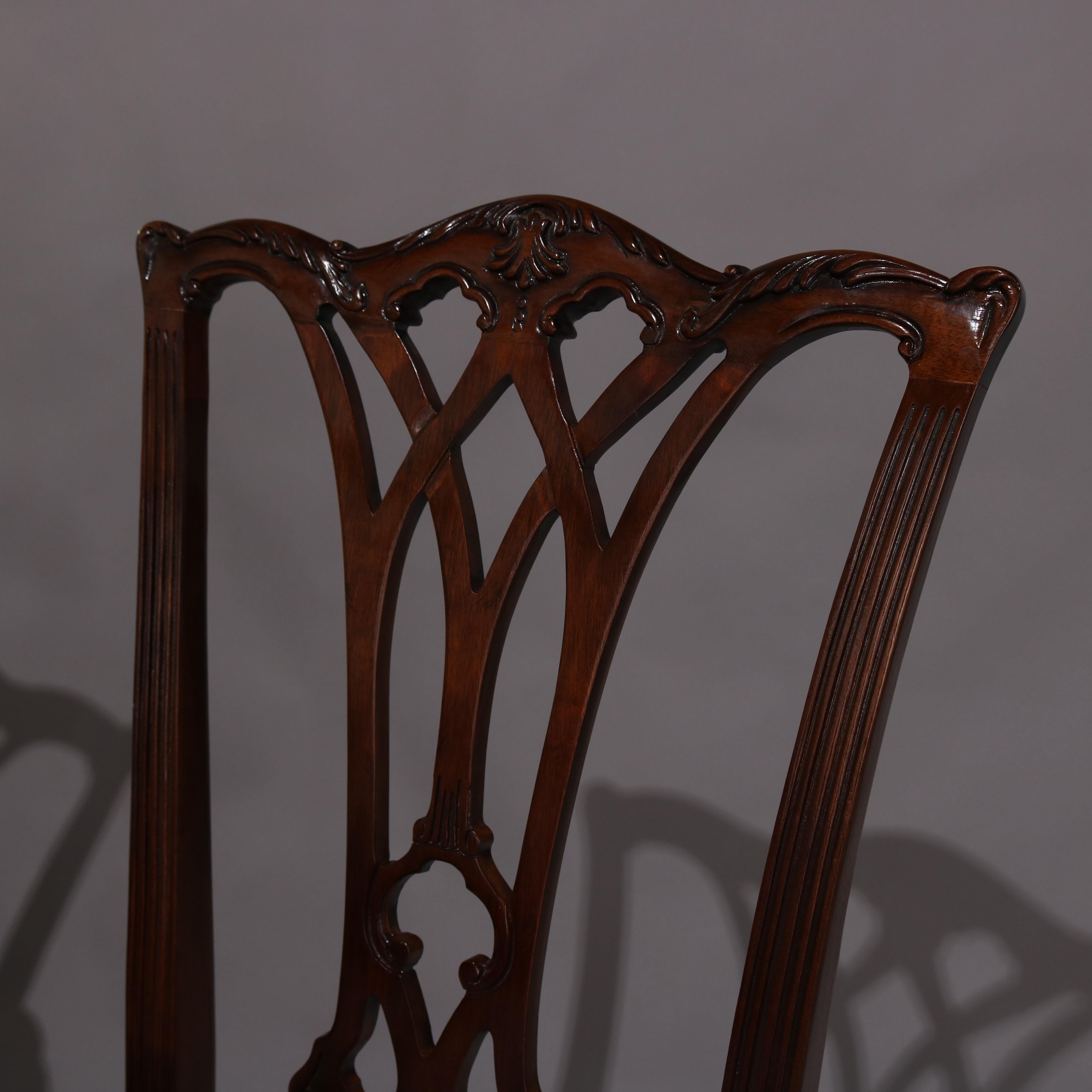 Set of Eight Chippendale Henredon Heritage Carved Mahogany Dining Chairs 7