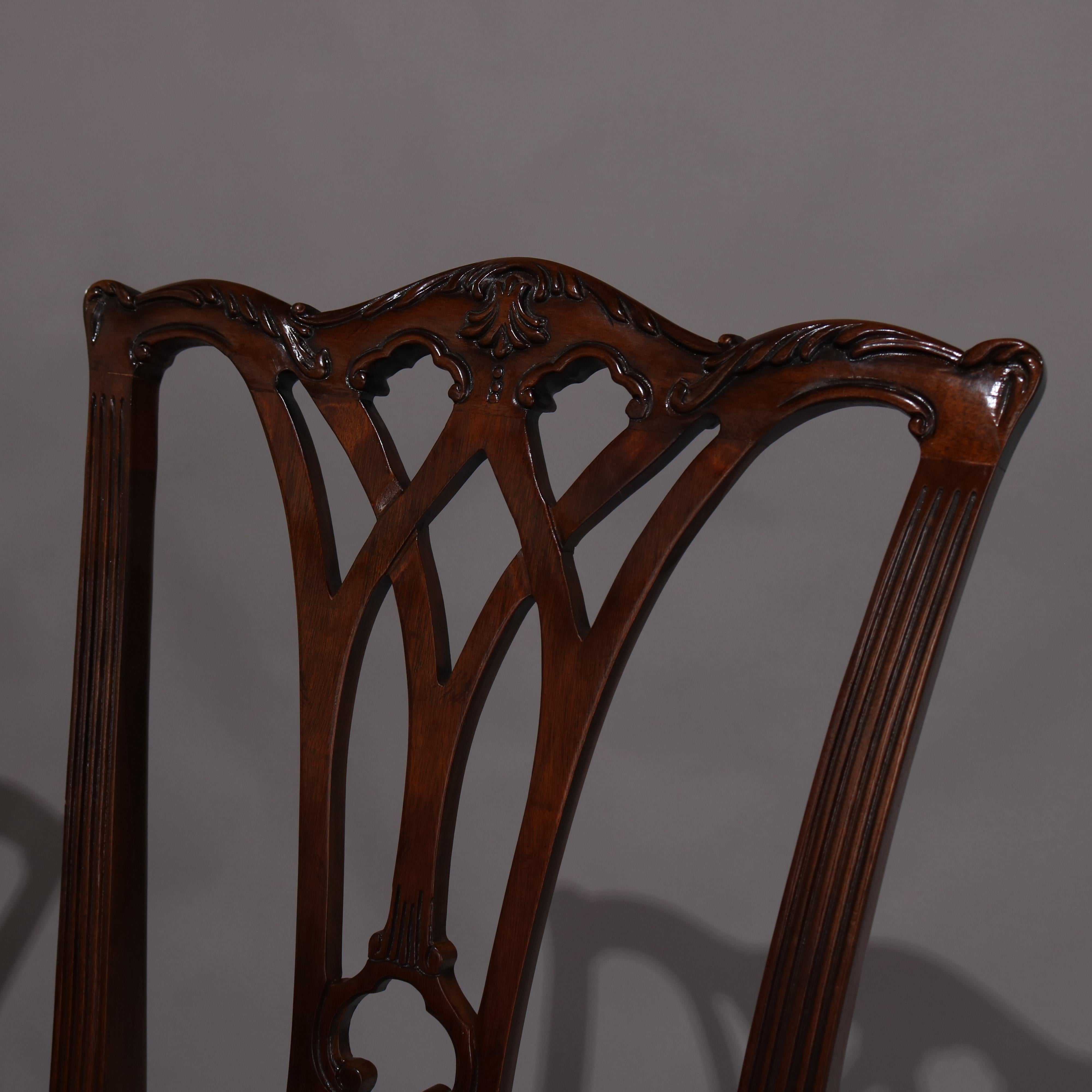 Set of Eight Chippendale Henredon Heritage Carved Mahogany Dining Chairs 8