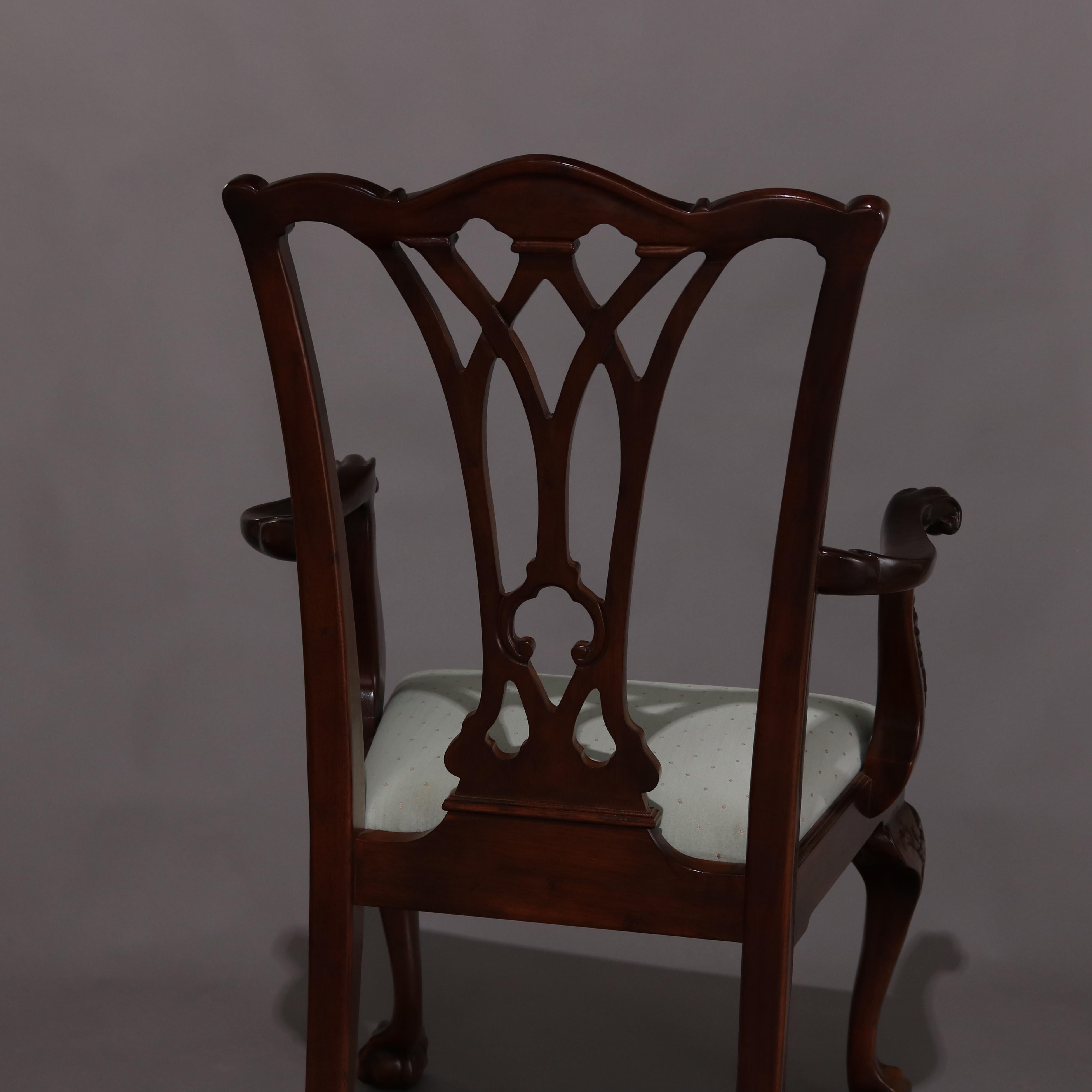 Set of Eight Chippendale Henredon Heritage Carved Mahogany Dining Chairs 9