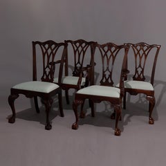 Set of Eight Chippendale Henredon Heritage Carved Mahogany Dining Chairs