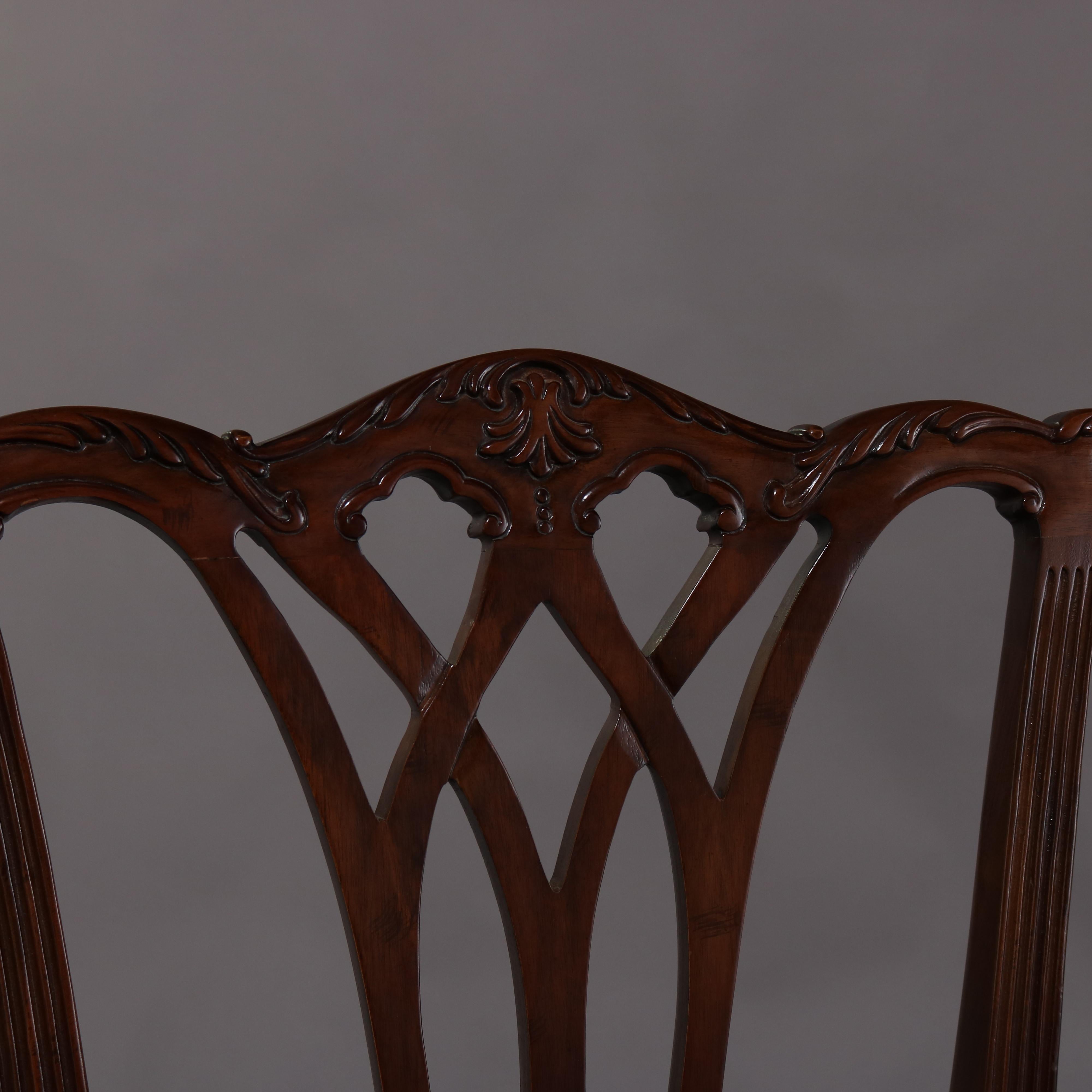 Set of Eight Chippendale Henredon Heritage Carved Mahogany Dining Chairs In Good Condition In Big Flats, NY