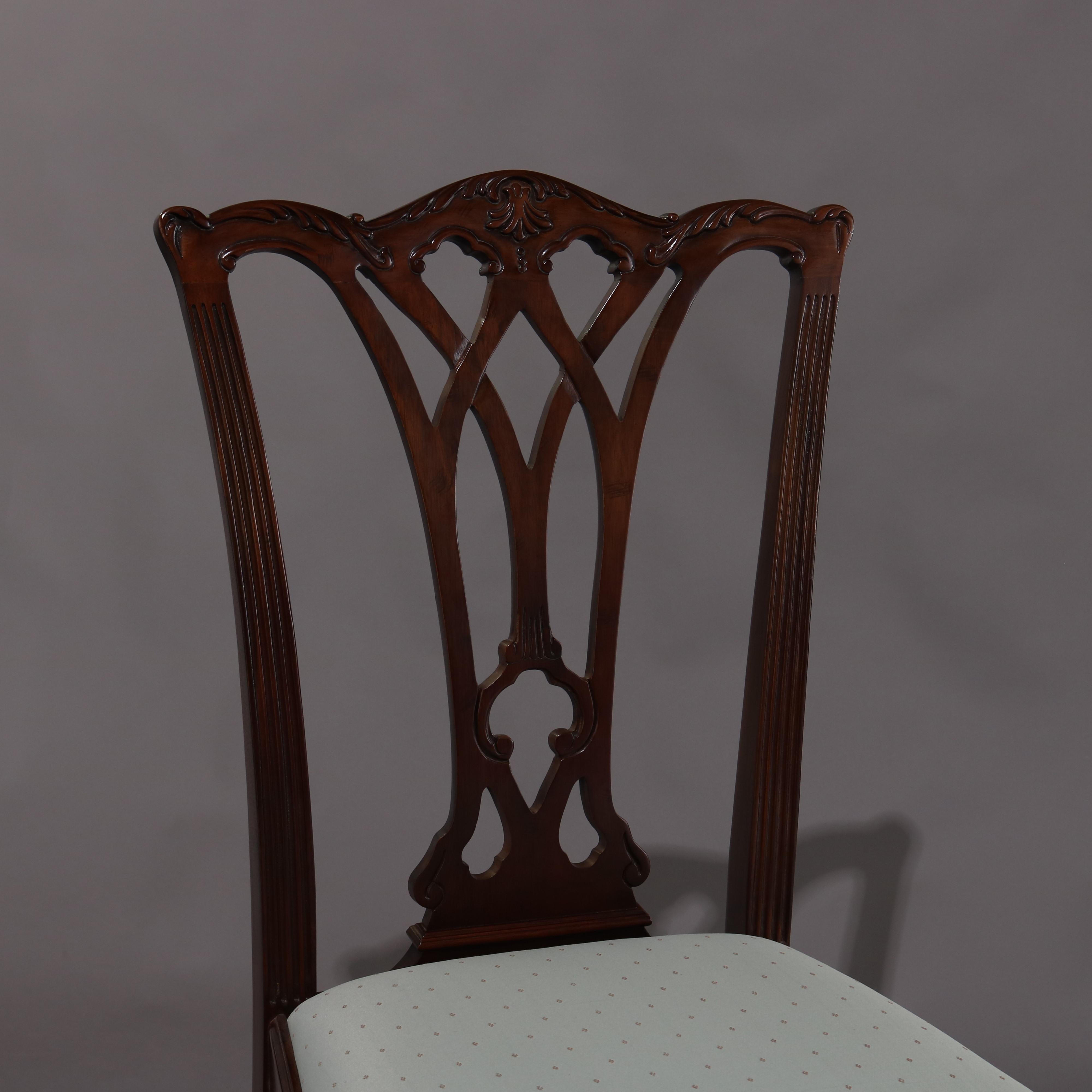 20th Century Set of Eight Chippendale Henredon Heritage Carved Mahogany Dining Chairs