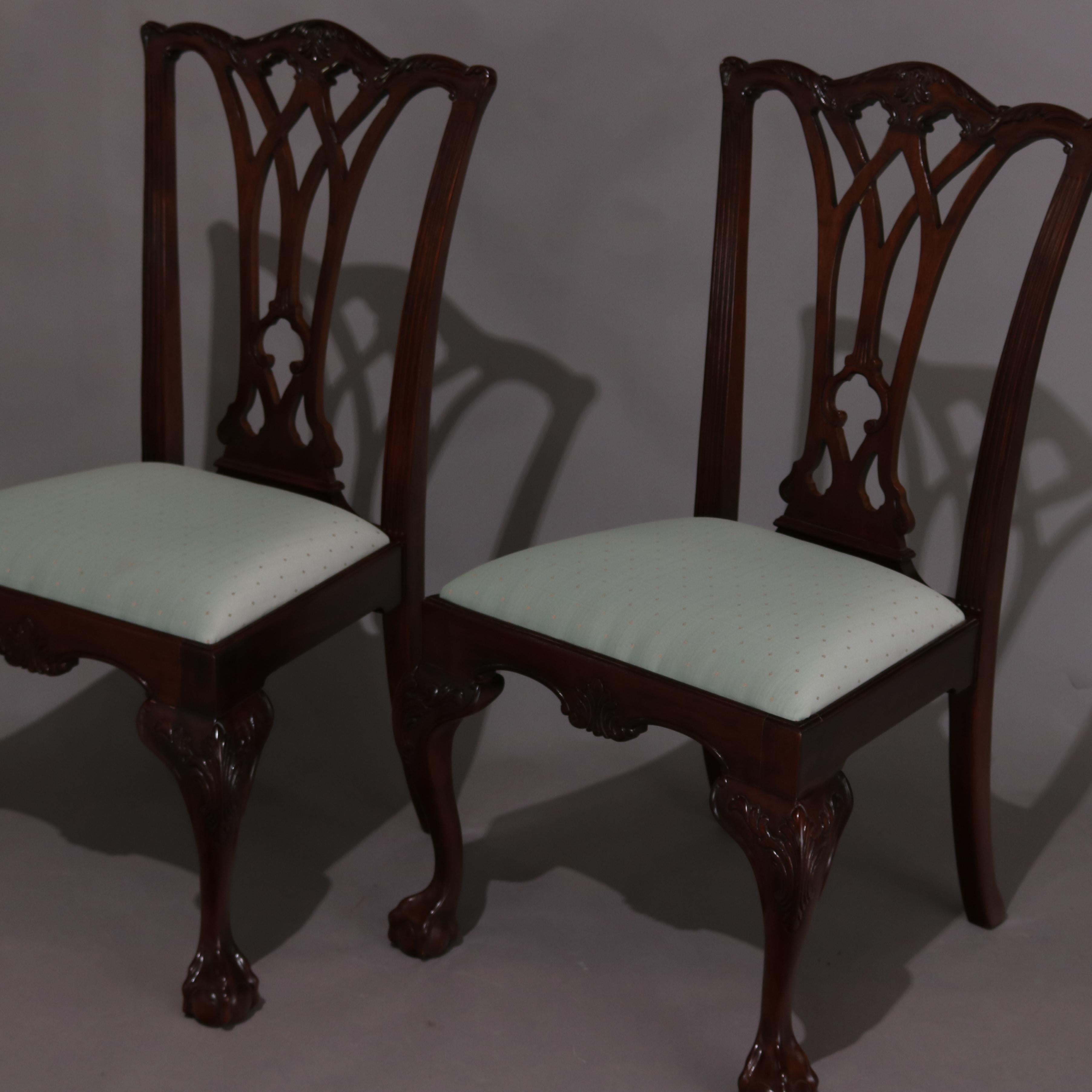 Set of Eight Chippendale Henredon Heritage Carved Mahogany Dining Chairs 1