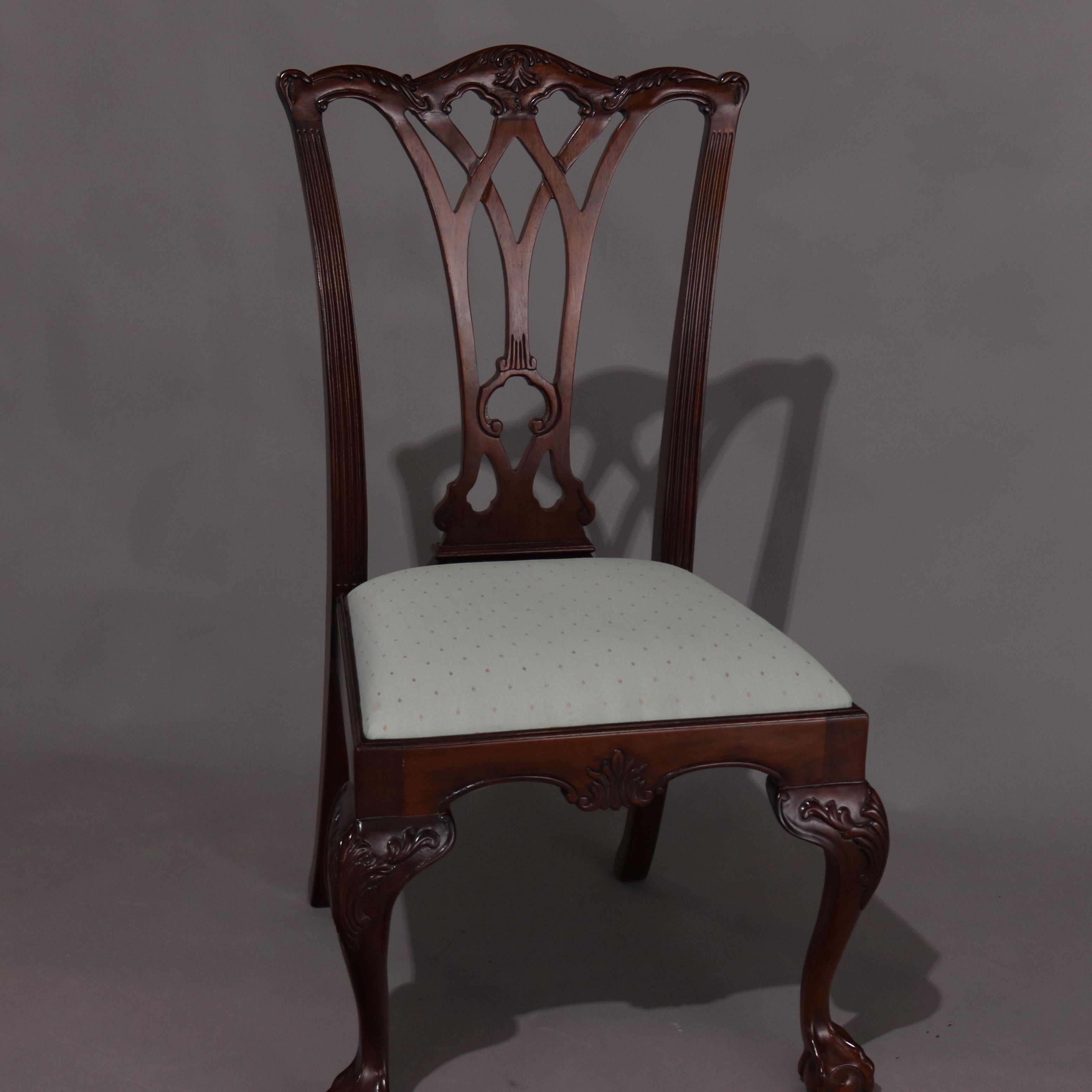 Set of Eight Chippendale Henredon Heritage Carved Mahogany Dining Chairs 3