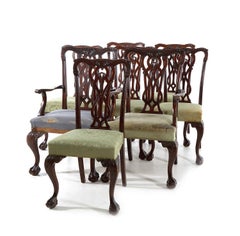Set of Eight Chippendale Style Carved Mahogany Dining Chairs, Circa 1900