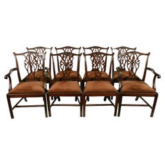 Vintage Set of Eight Chippendale Style Chairs, 20th Century