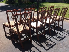 Set of Eight Chippendale Style Dining Chairs by Hickory Chair