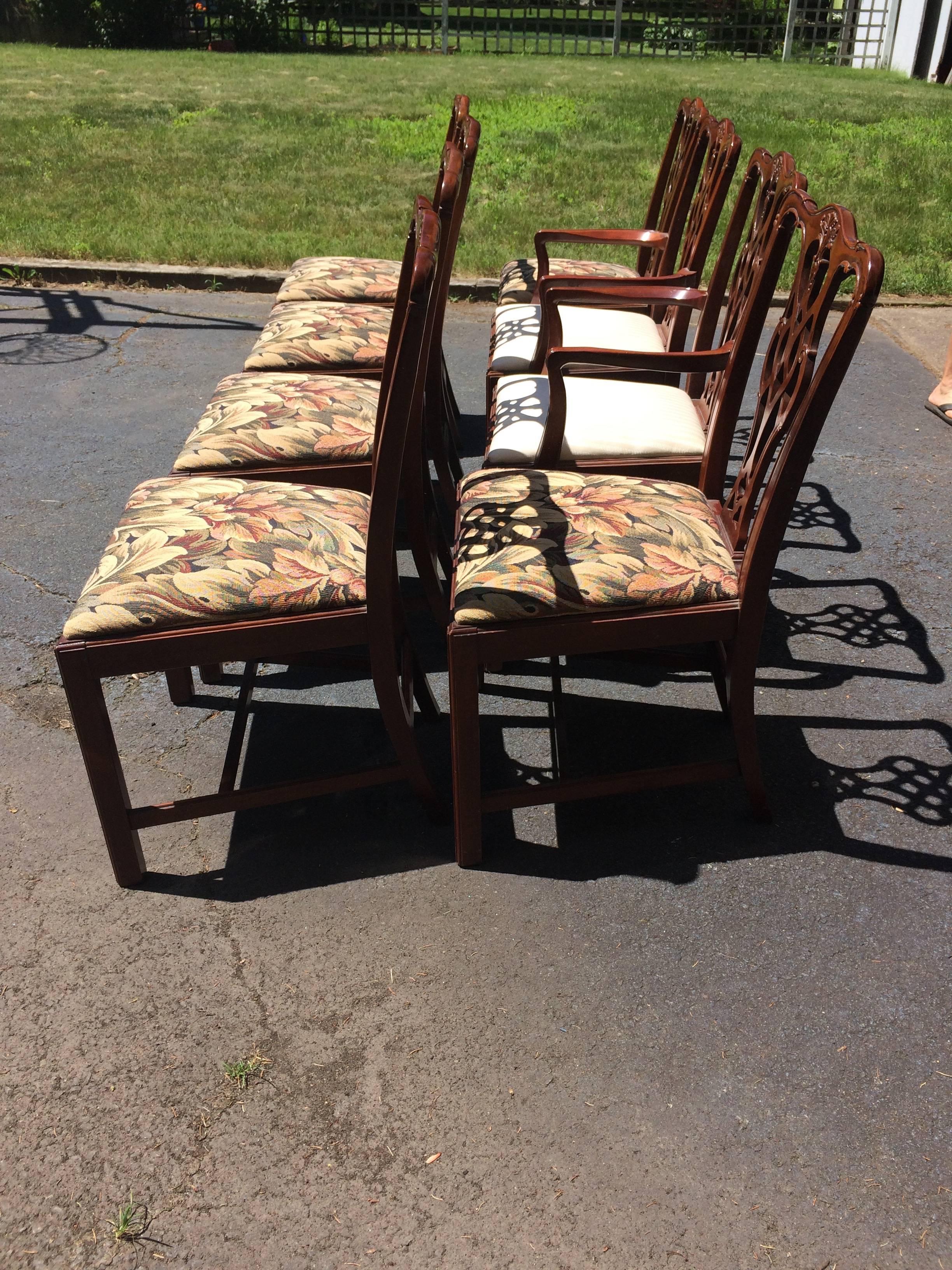 Set of Eight Chippendale Style Dining Chairs by Hickory Chair In Good Condition In Hopewell, NJ