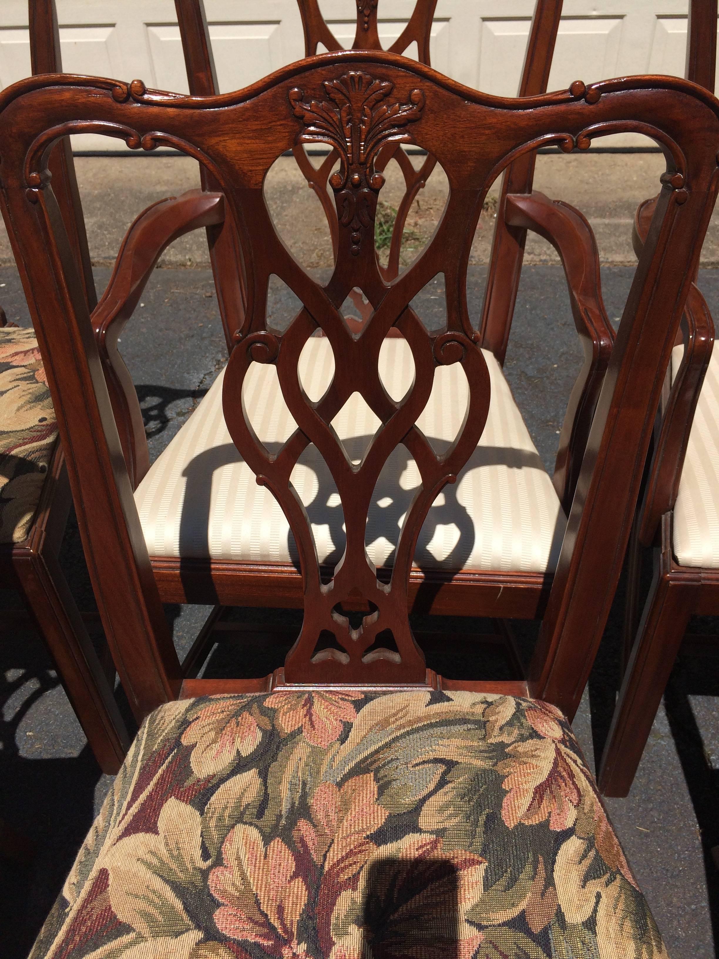 Set of Eight Chippendale Style Dining Chairs by Hickory Chair 1