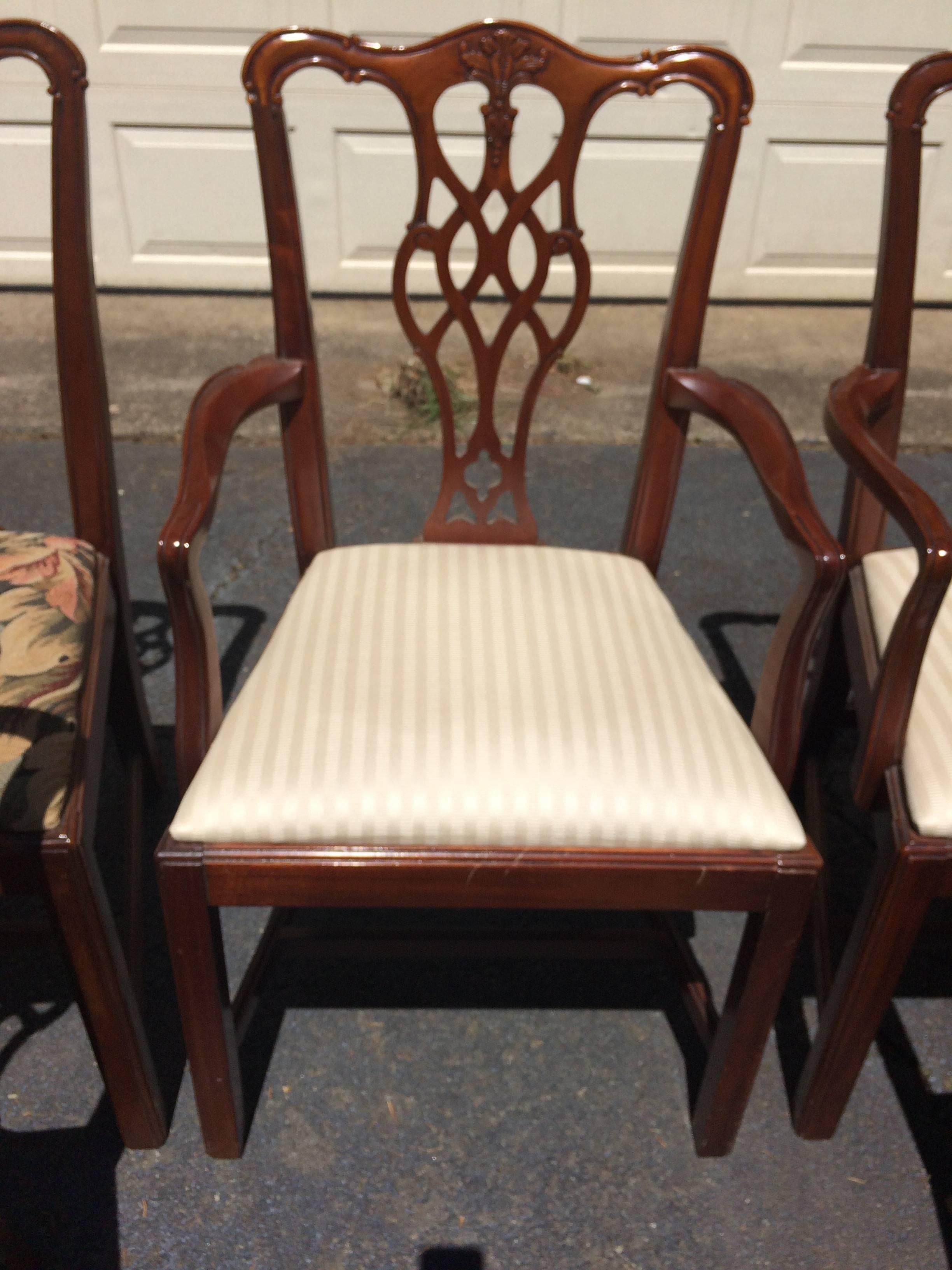 Set of Eight Chippendale Style Dining Chairs by Hickory Chair 2