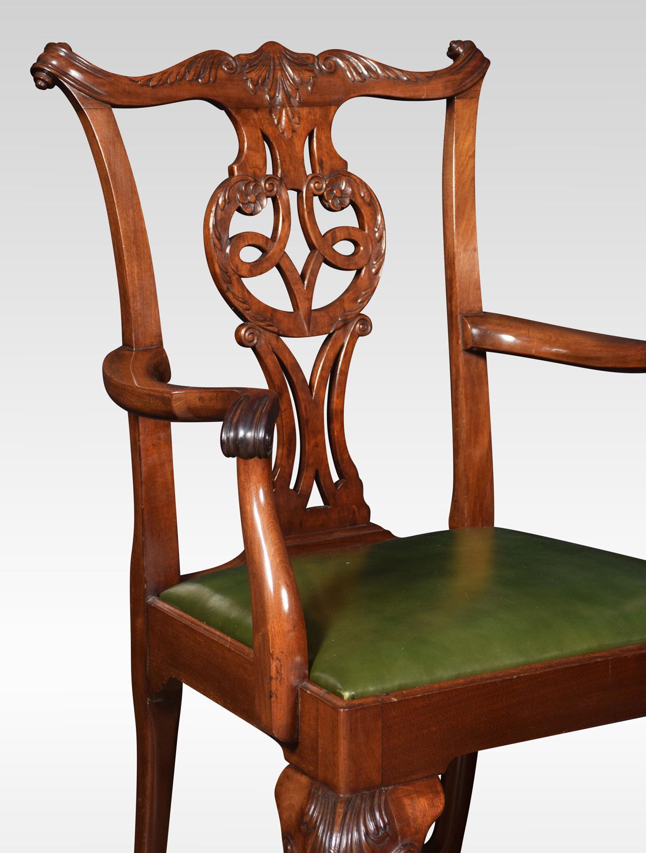 Wood Set of Eight Chippendale Style Dining Chairs