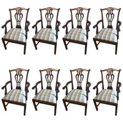 Vintage Set of Eight Chippendale Style Dining Chairs