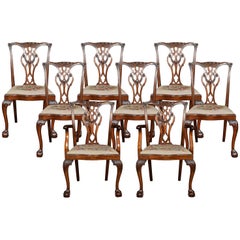 Antique Set of Eight Chippendale Style Dining Chairs