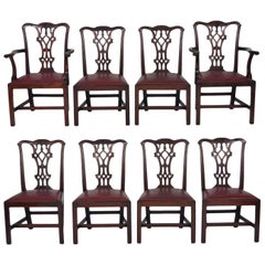 Antique Set of Eight Chippendale Style Mahogany Dining Chairs, Early 19th Century