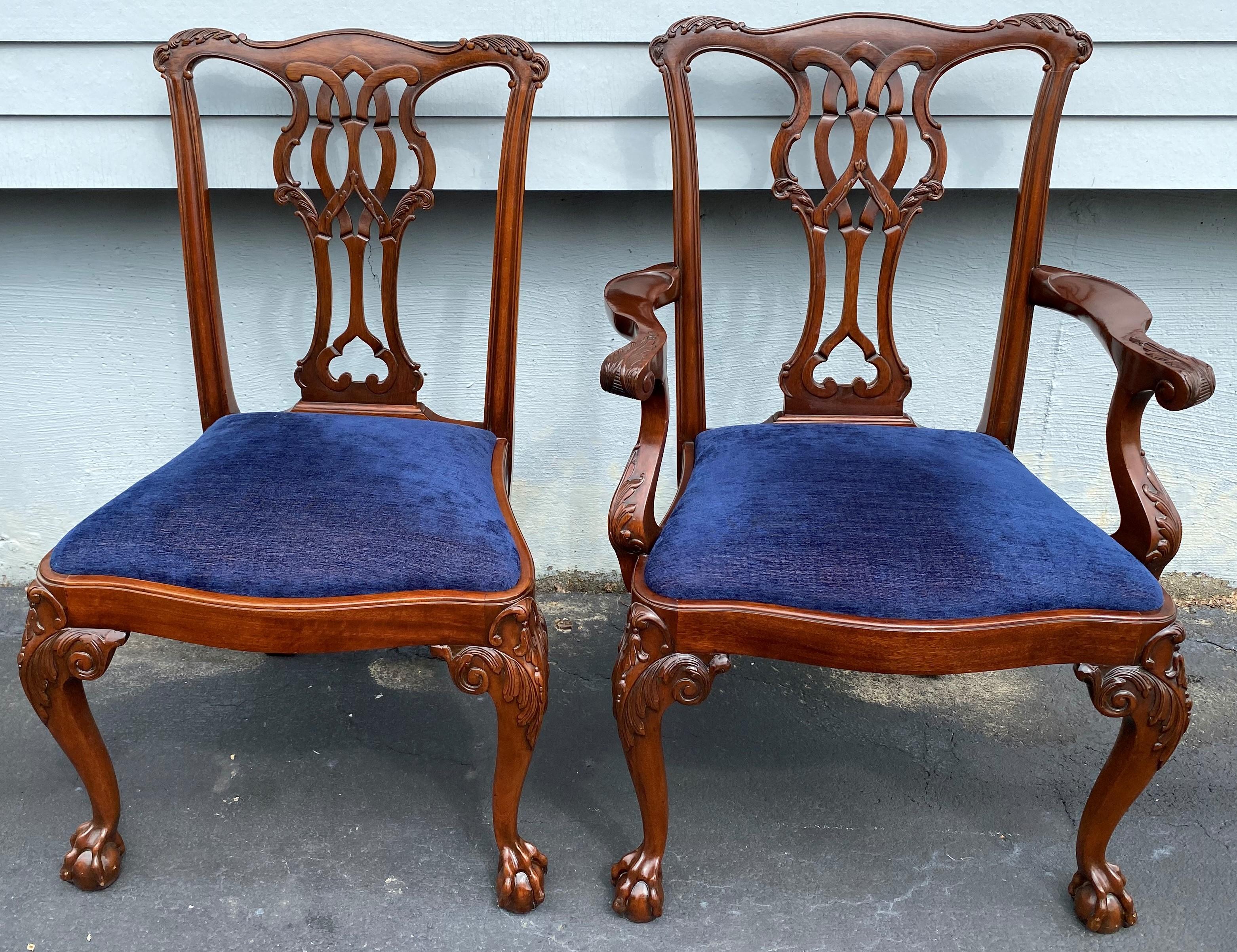 blue chippendale chairs