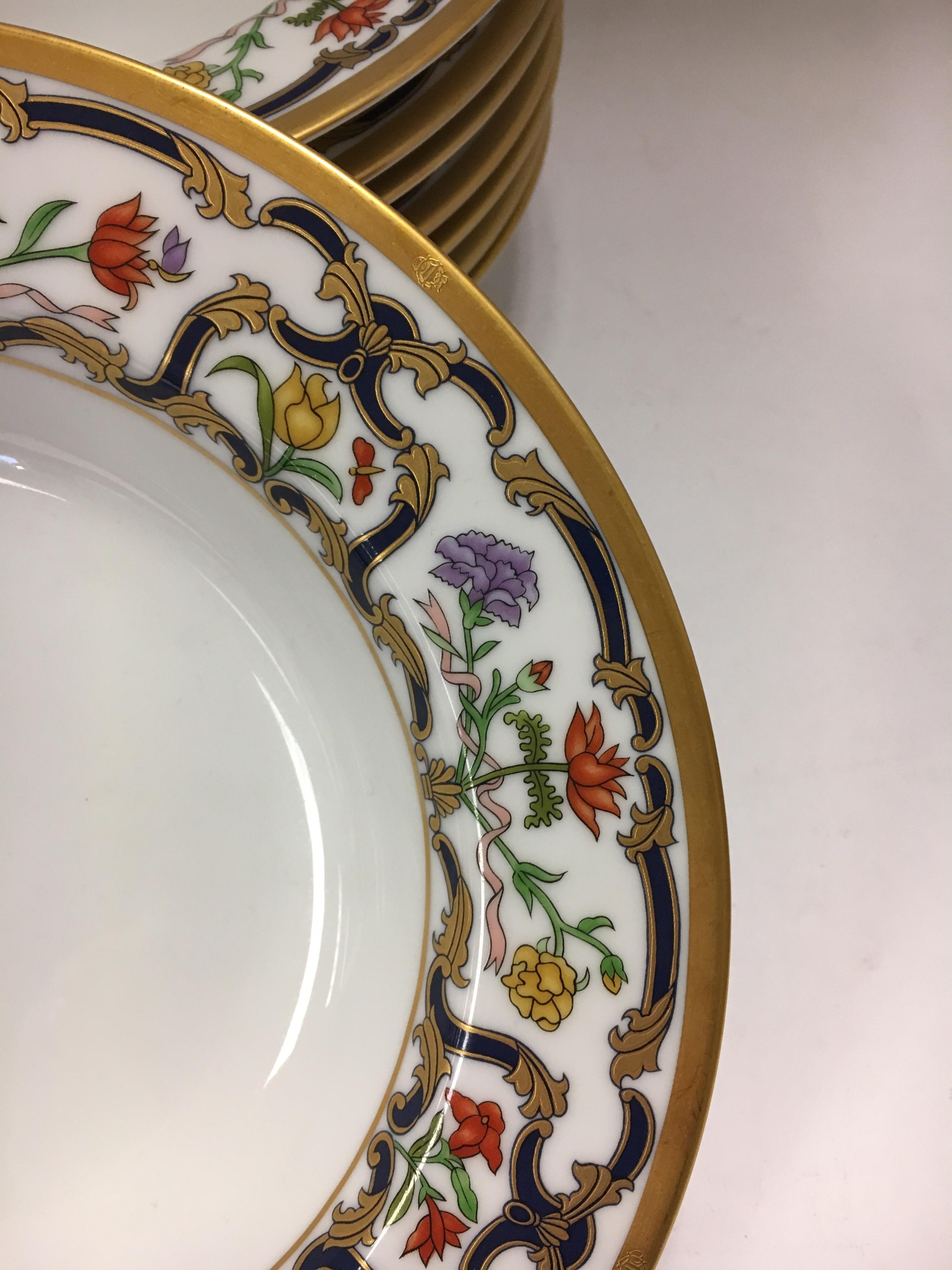 Mid-Century Modern Set of Eight Christian Dior Renaissance Porcelain Fine China Soup Salad Bowls
