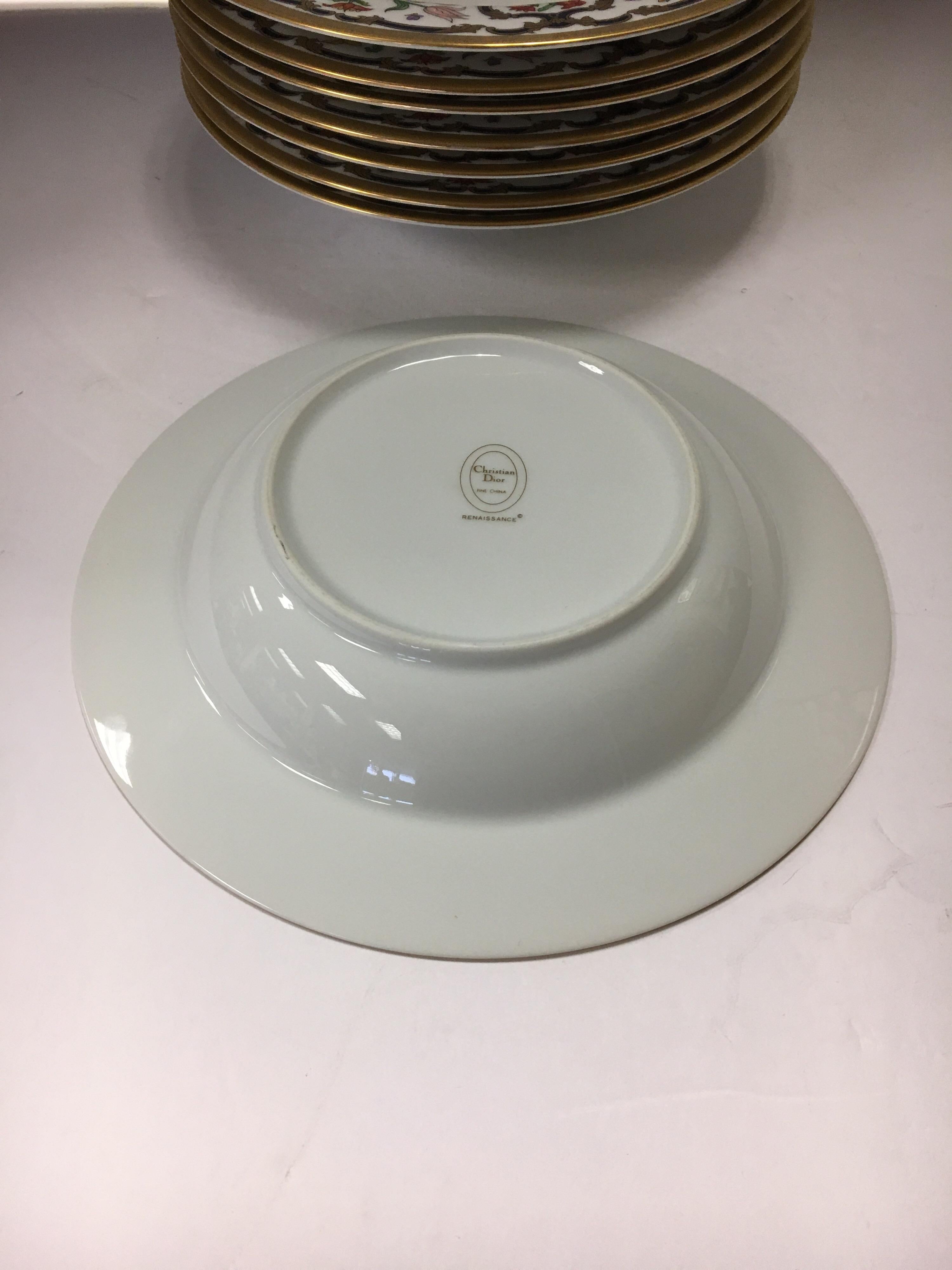 Set of Eight Christian Dior Renaissance Porcelain Fine China Soup Salad Bowls 3