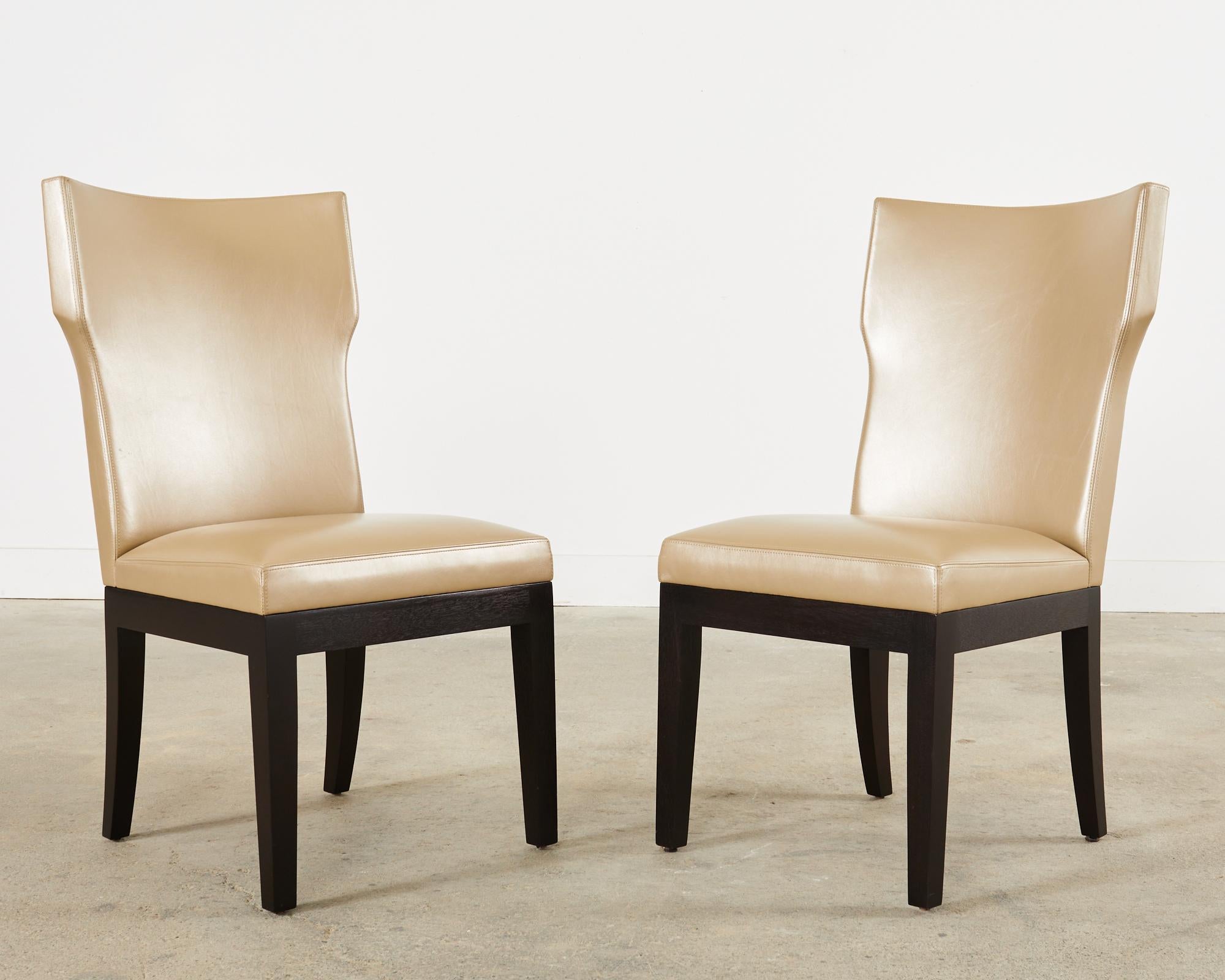 Leather Set of Eight Christian Liaigre Holly Hunt Barbuda Dining Chairs  For Sale