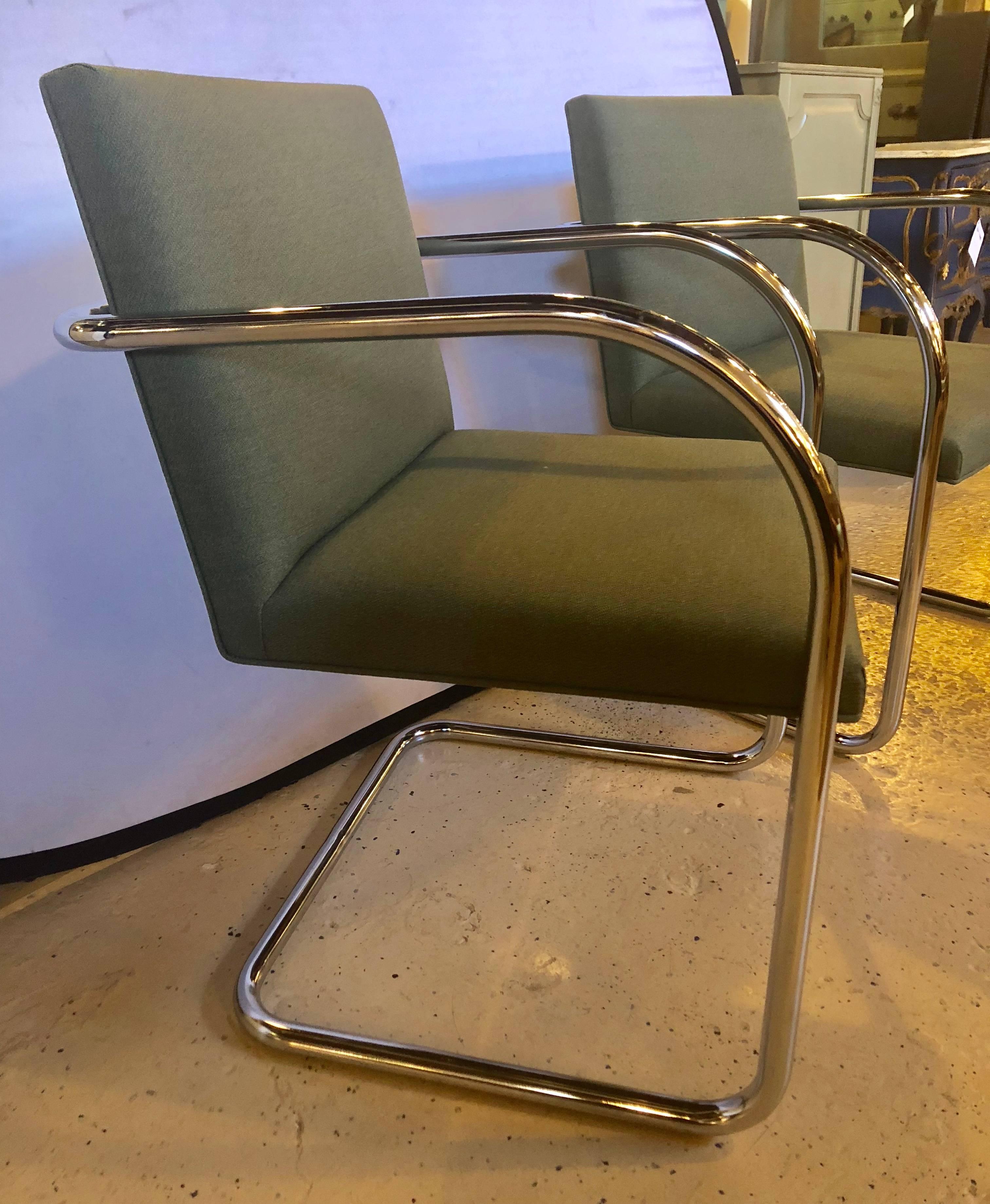 Mid-Century Modern Set of Eight Chrome Brno Chairs, Gordon International Tubular Chrome Chairs