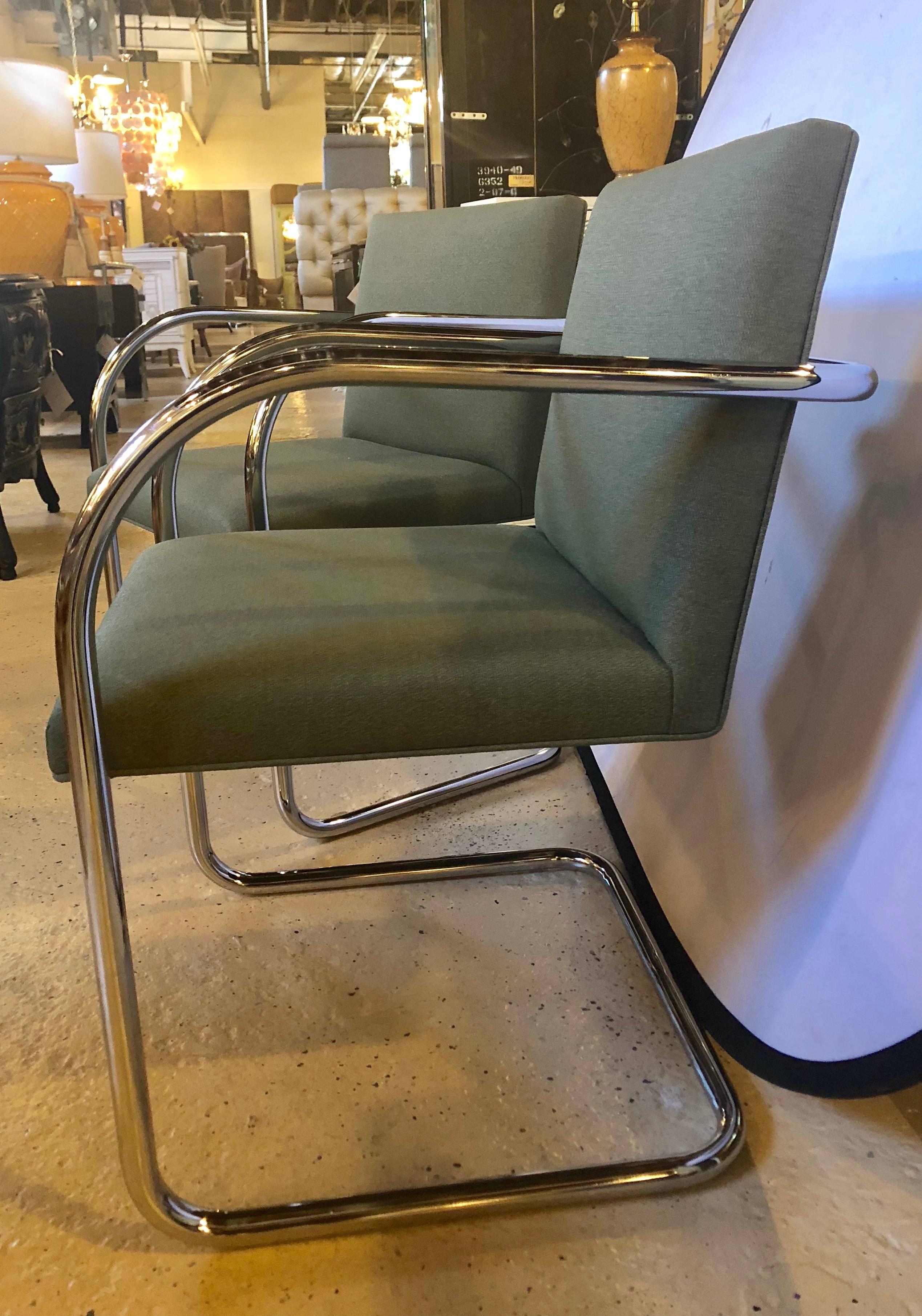 American Set of Eight Chrome Brno Chairs, Gordon International Tubular Chrome Chairs