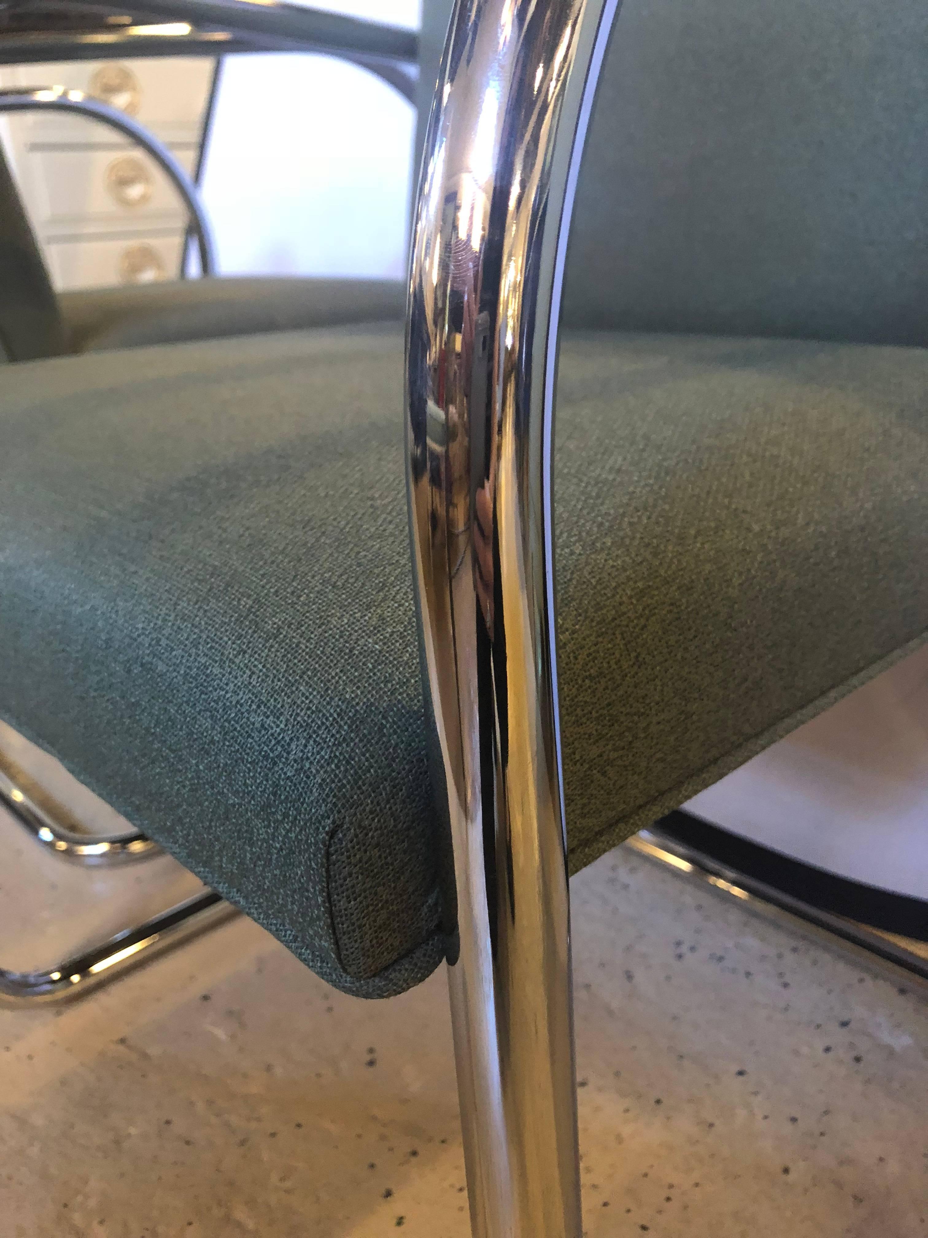Set of Eight Chrome Brno Chairs, Gordon International Tubular Chrome Chairs 1
