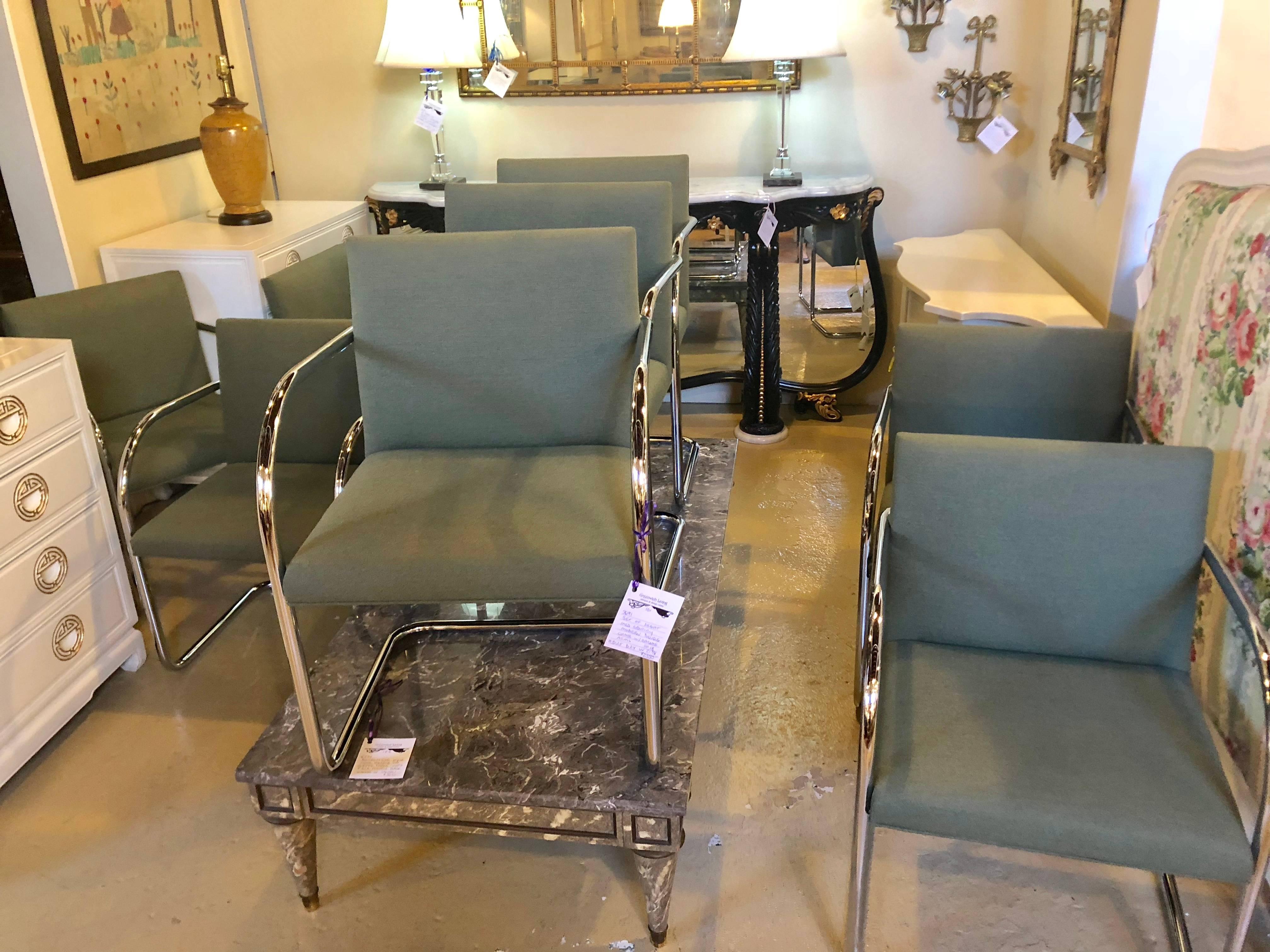 Set of Eight Chrome Brno Chairs, Gordon International Tubular Chrome Chairs 2