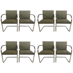Set of Eight Chrome Brno Chairs, Gordon International Tubular Chrome Chairs