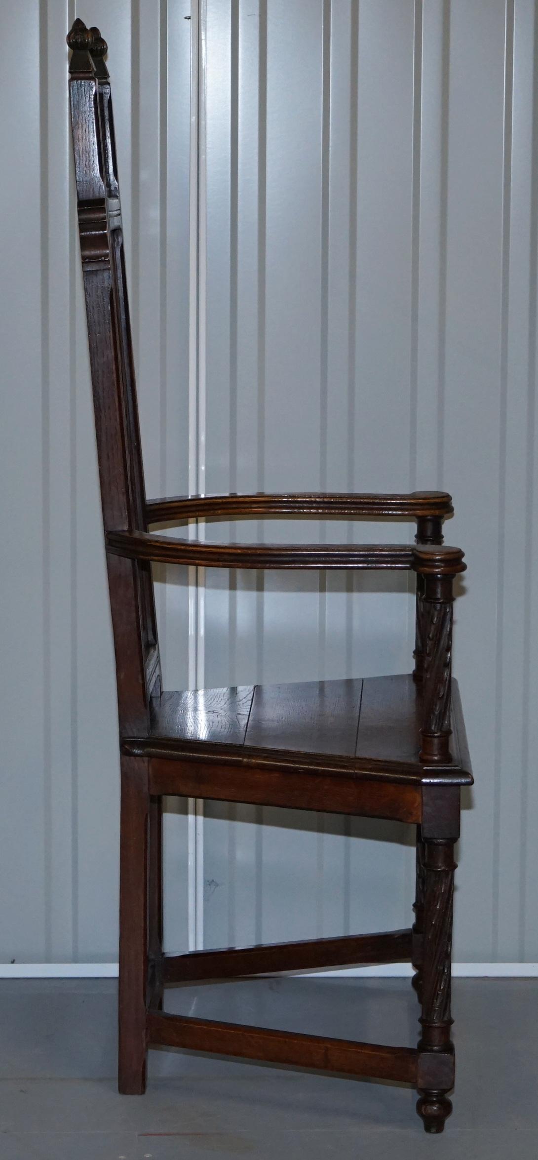 Set of Eight circa 1780 English Oak Gothic Revival High Back Dining Chairs 8 Set 12