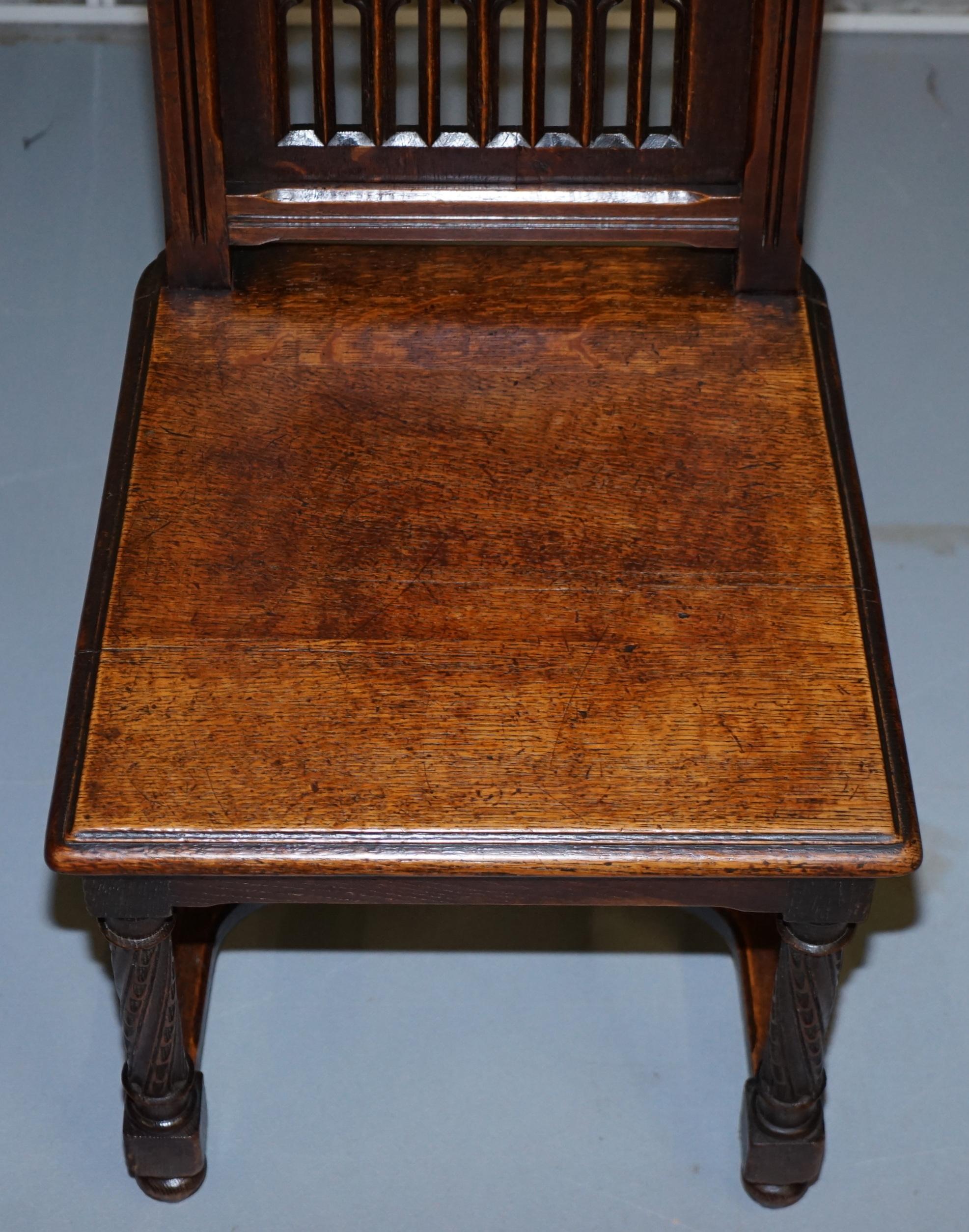 Late 18th Century Set of Eight circa 1780 English Oak Gothic Revival High Back Dining Chairs 8 Set