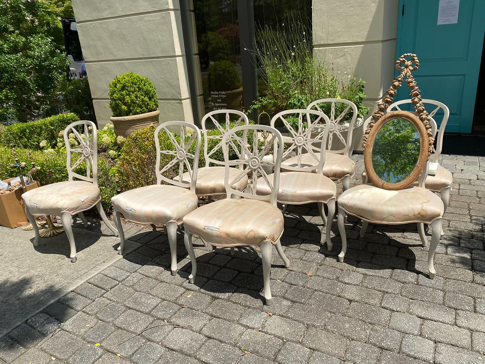 Georgian Set of Eight circa 1940s-1960s Modified Wheelback Dining Side Chairs