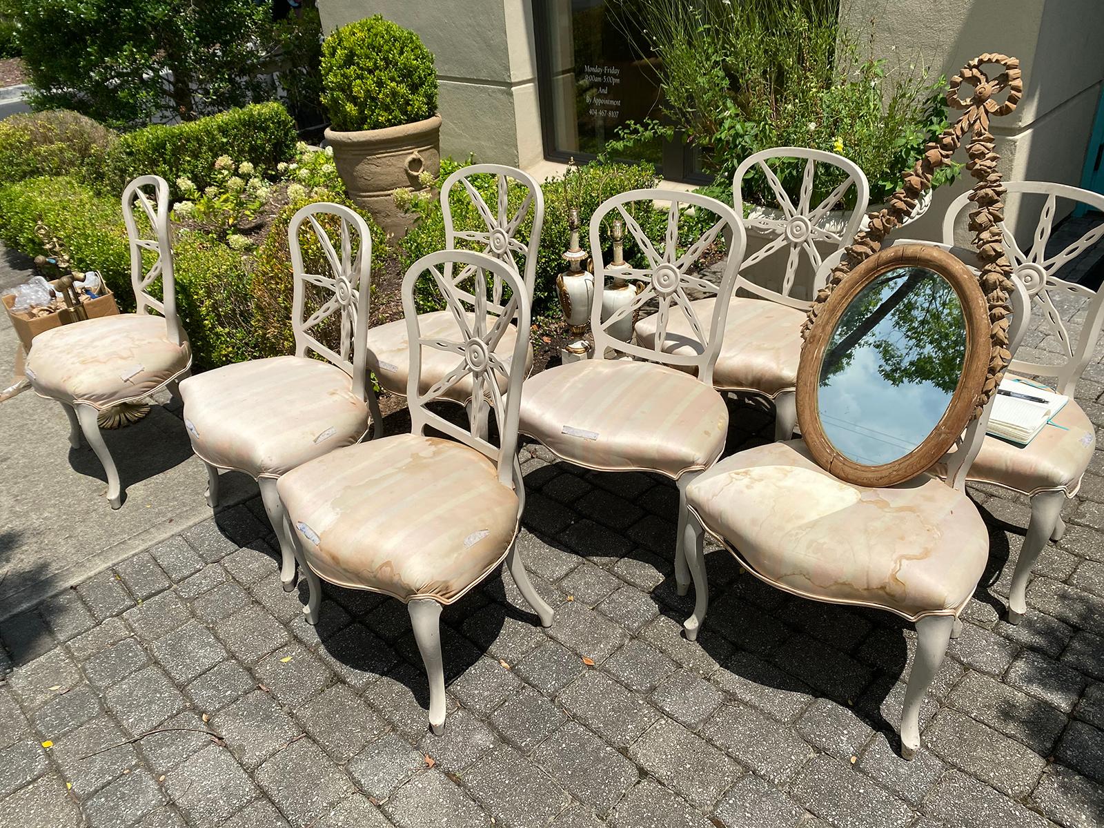 Set of Eight circa 1940s-1960s Modified Wheelback Dining Side Chairs In Good Condition In Atlanta, GA