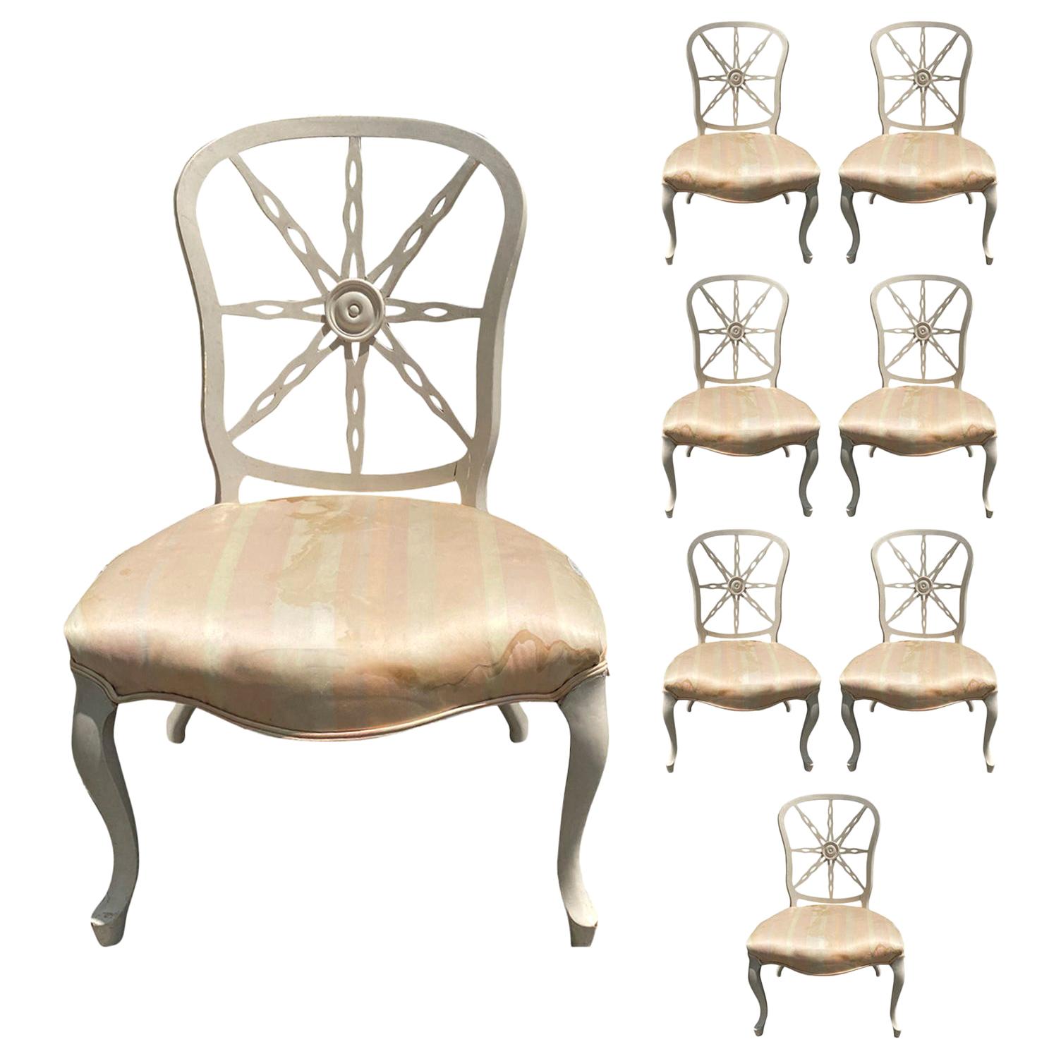 Set of Eight circa 1940s-1960s Modified Wheelback Dining Side Chairs