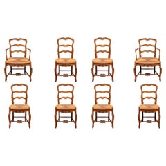 Set Of Eight Classic Country French Dining Chairs