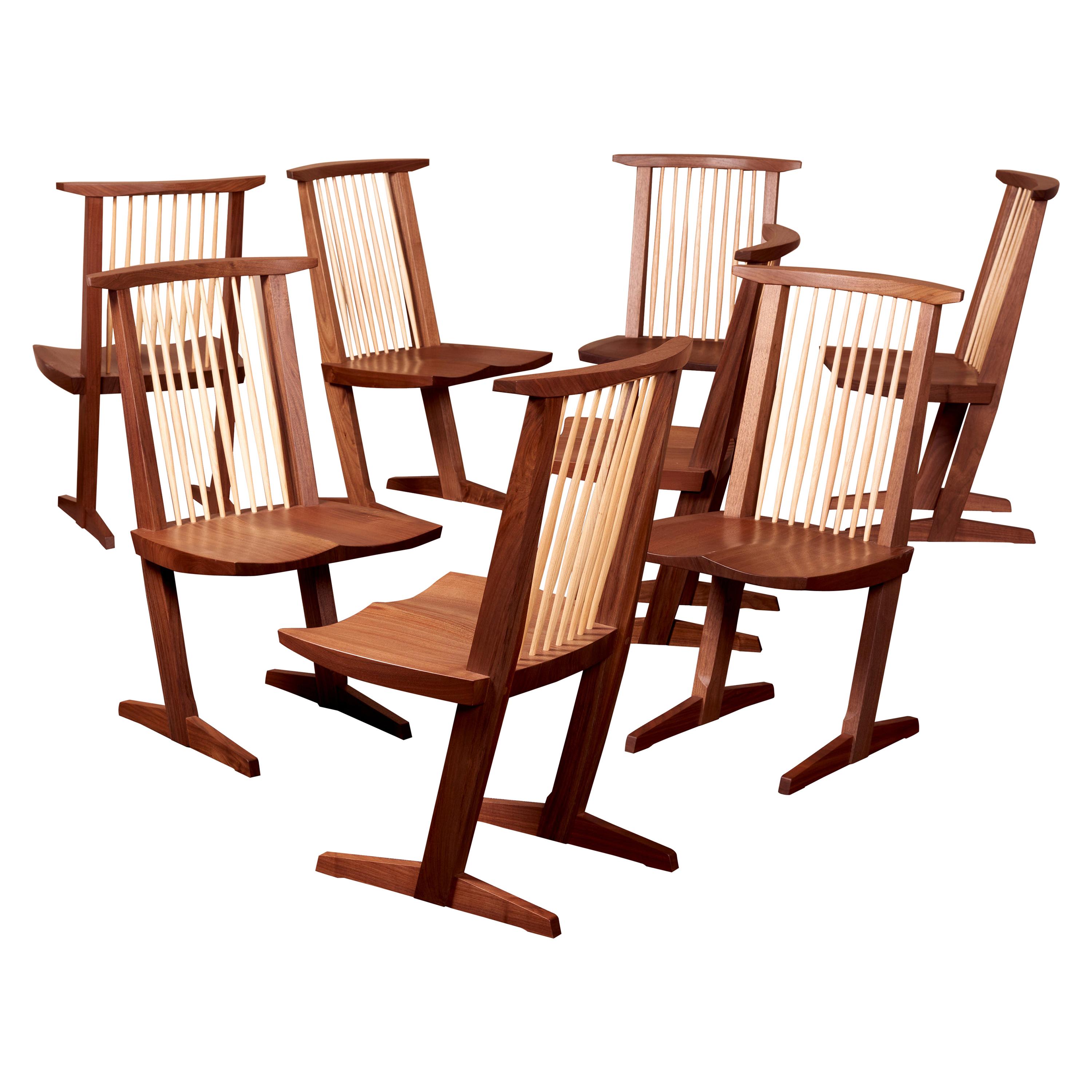 8 Conoid Dining Chairs by Mira Nakashima based on a George Nakashima design