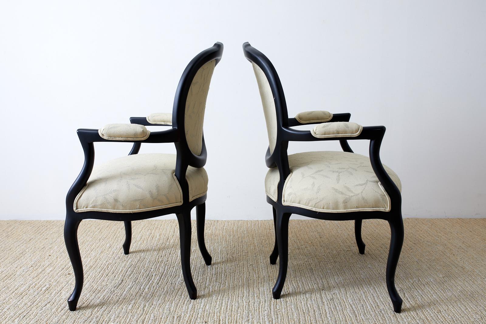 Set of Eight Contemporary Ebonized Dining Armchairs 2