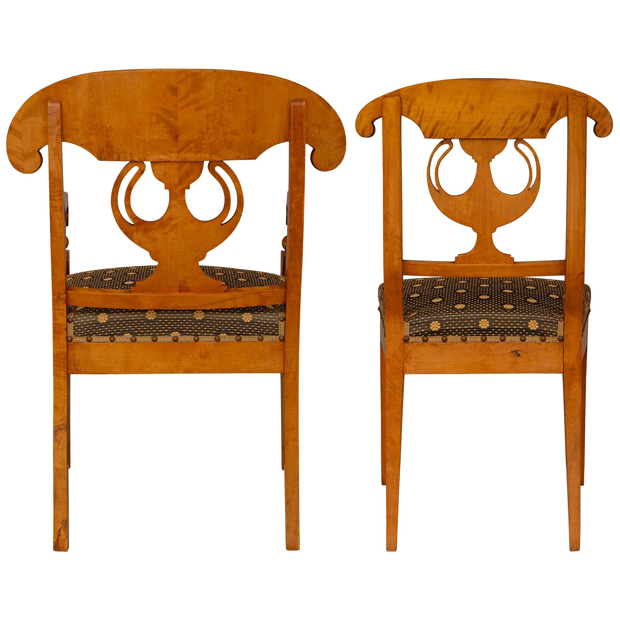 Set Of Eight Continental 19th c. Biedermeier St. White Ash Burl Dining Chairs For Sale 4