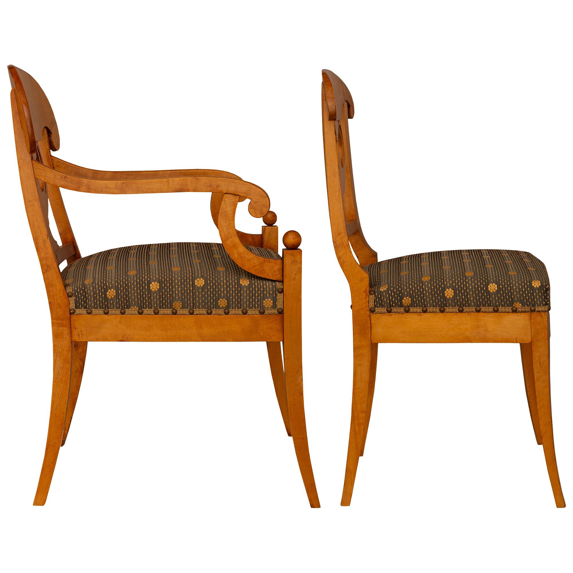 Ebonized Set Of Eight Continental 19th c. Biedermeier St. White Ash Burl Dining Chairs For Sale
