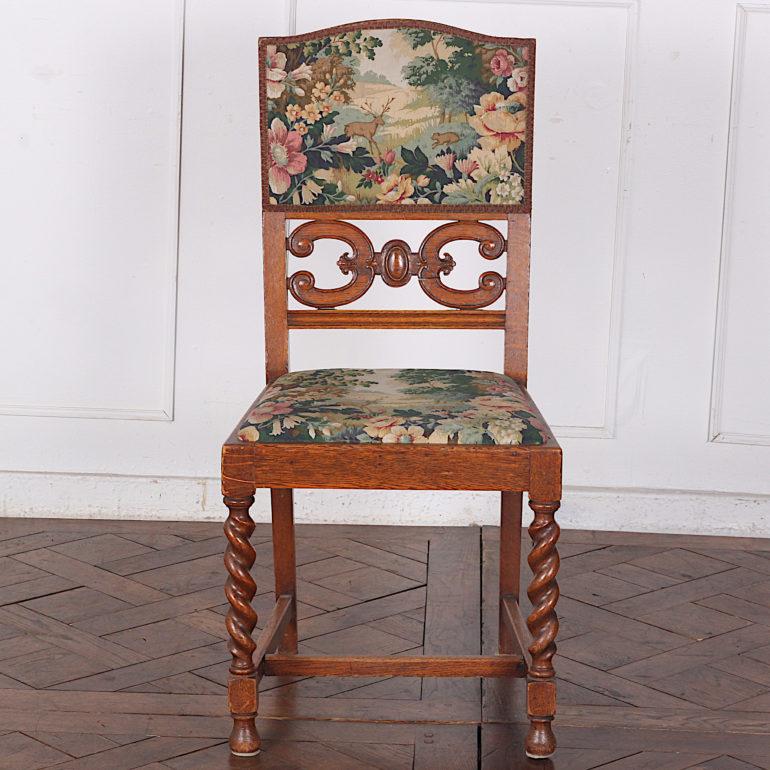 Set of Eight Continental Barley Twist Oak Dining Chairs In Good Condition In Vancouver, British Columbia