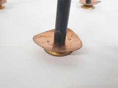 Set of Eight Copper and Brass Candle Holders, Denmark 1960's