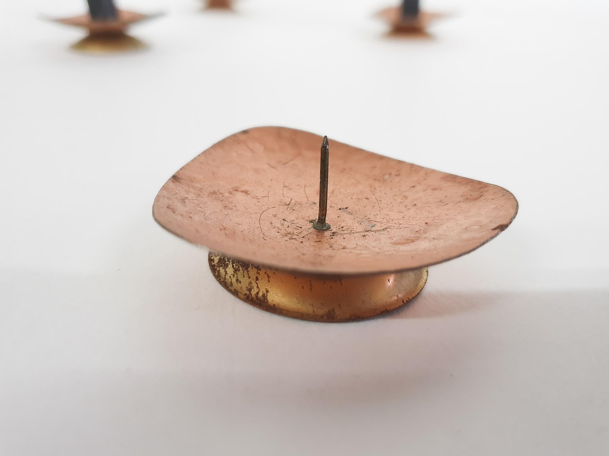 Mid-Century Modern Set of Eight Copper and Brass Candle Holders, Denmark 1960's For Sale