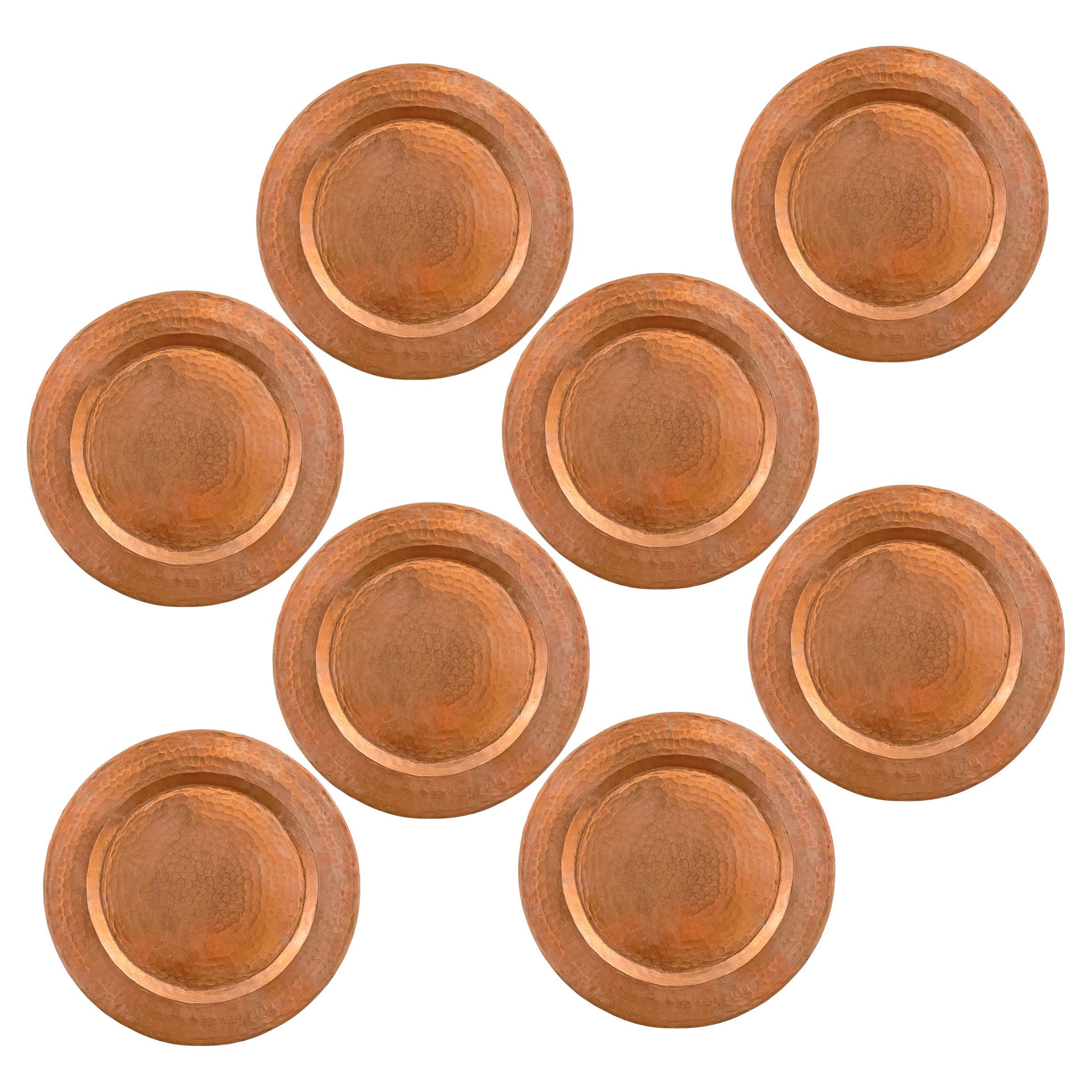 Set of Eight Copper Chargers