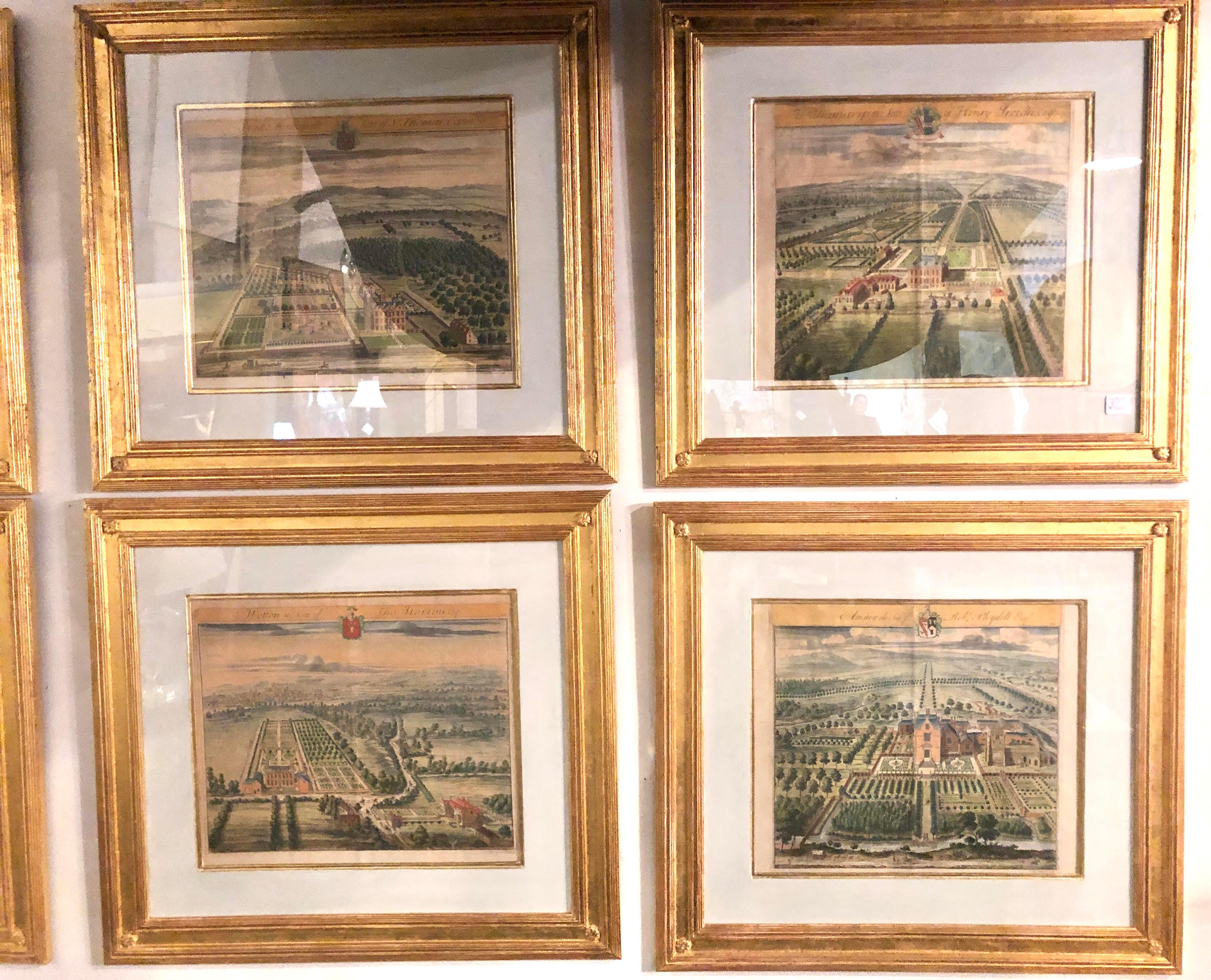 Renaissance Set of Eight Copperplate Engravings Inscribed and Finely Framed, Leonard Knyff
