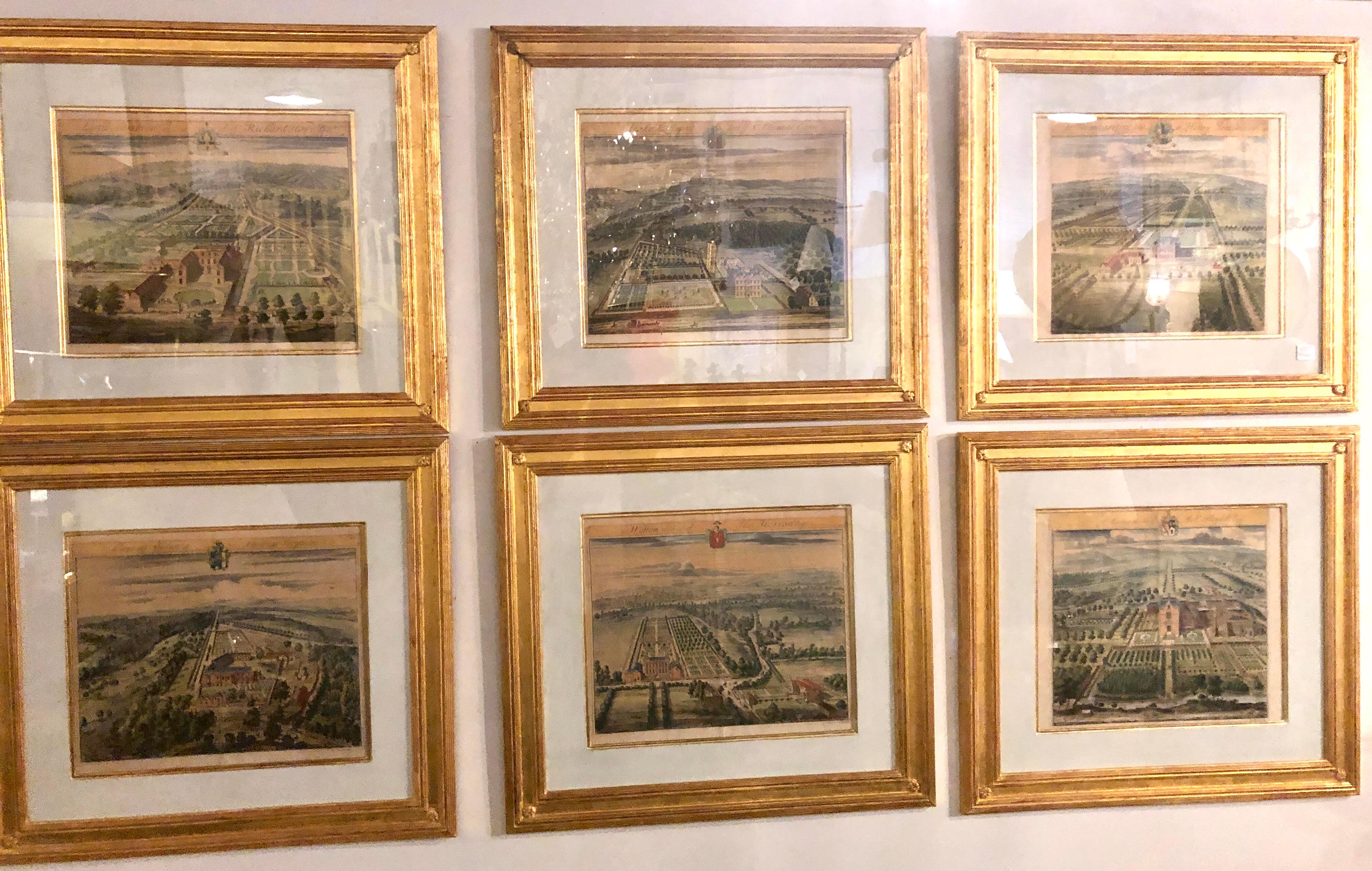 Set of Eight Copperplate Engravings Inscribed and Finely Framed, Leonard Knyff In Good Condition In Stamford, CT