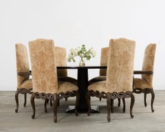 Set of Eight Country French Provincial Style Carved Dining Chairs