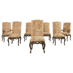 Set of Eight Country French Provincial Style Carved Dining Chairs