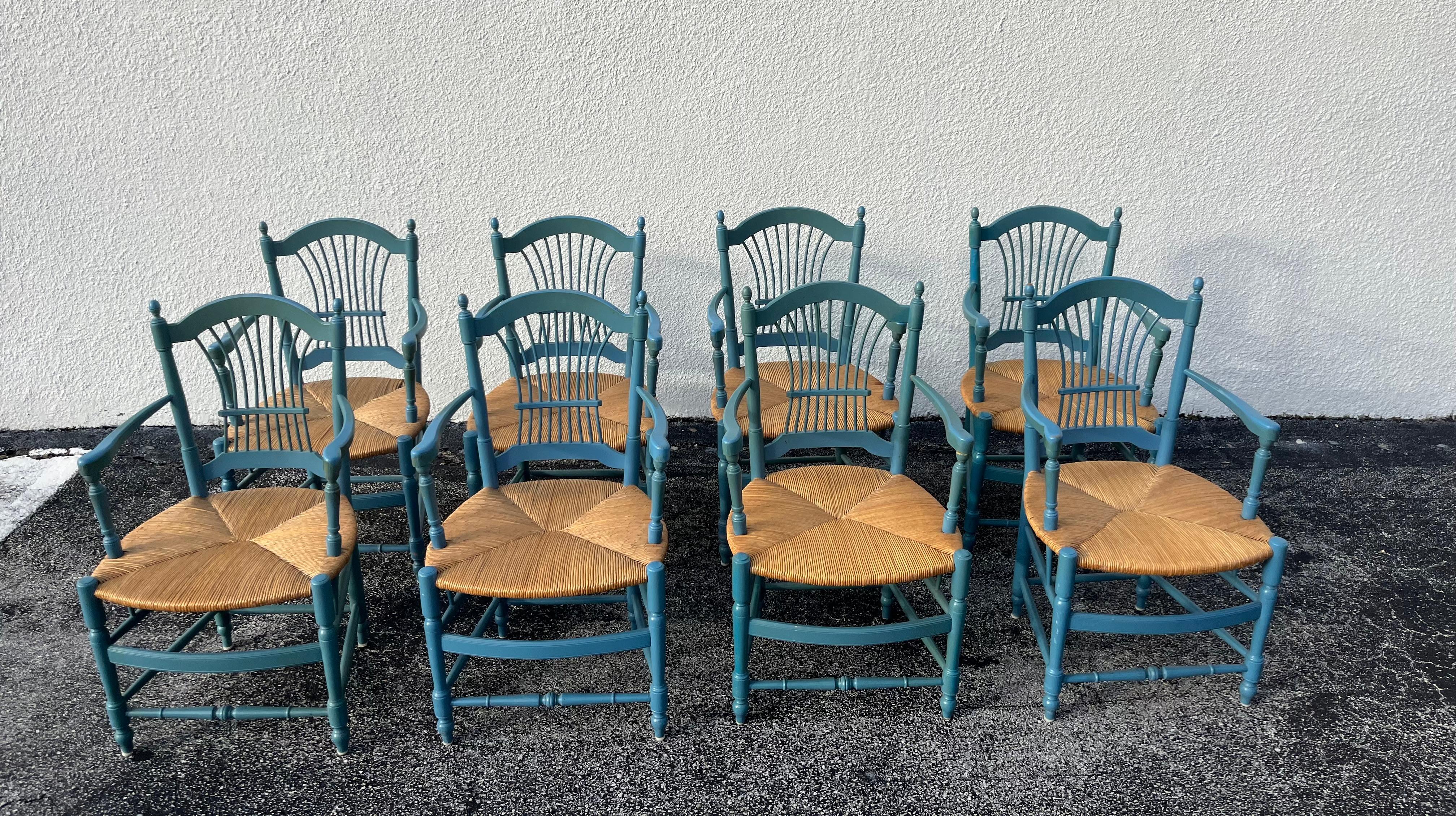 Ensemble de huit chaises à dossier en gerbe de blé, Rush en vente 8