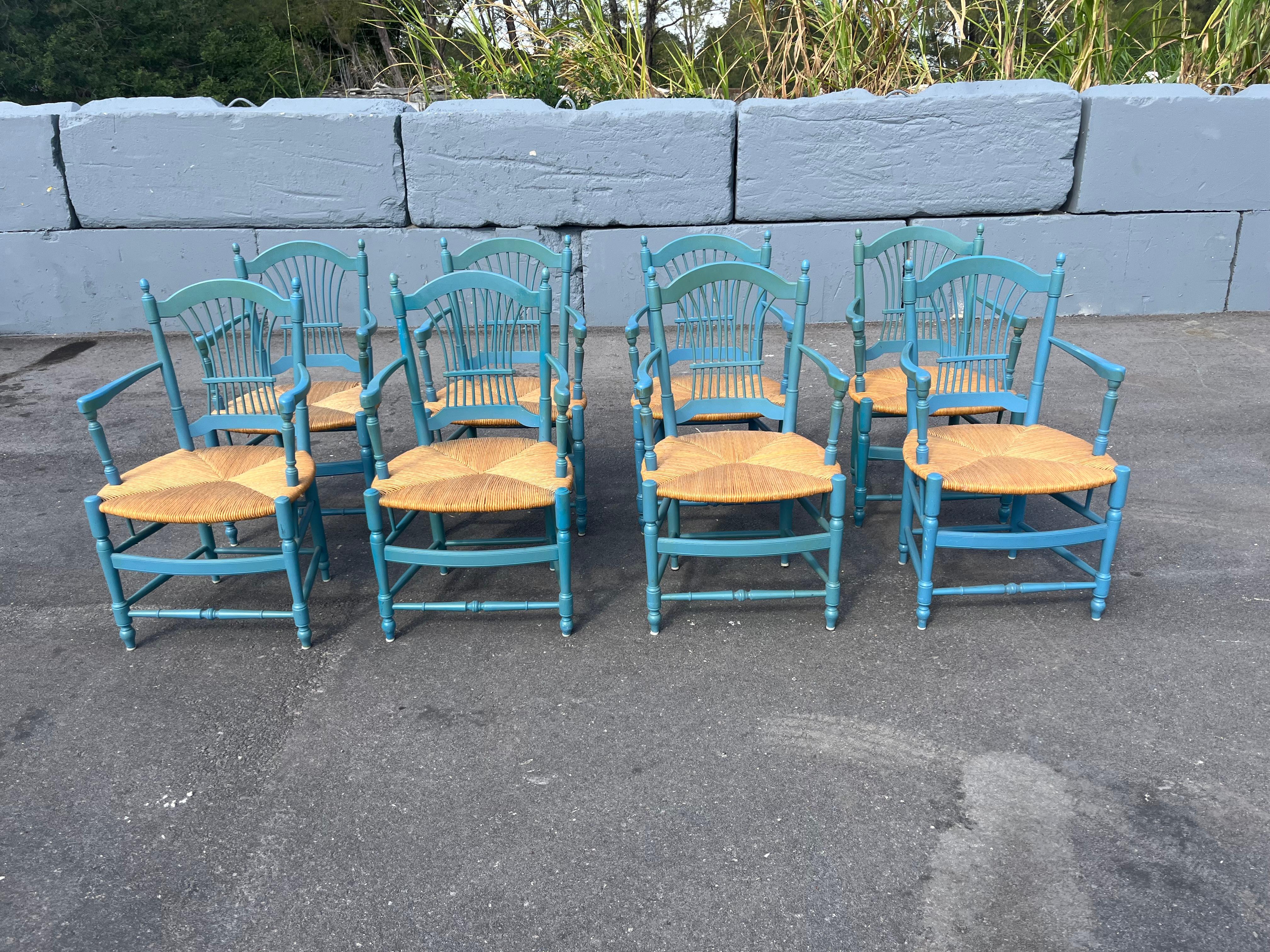 Ensemble de huit chaises à dossier en gerbe de blé, Rush en vente 13