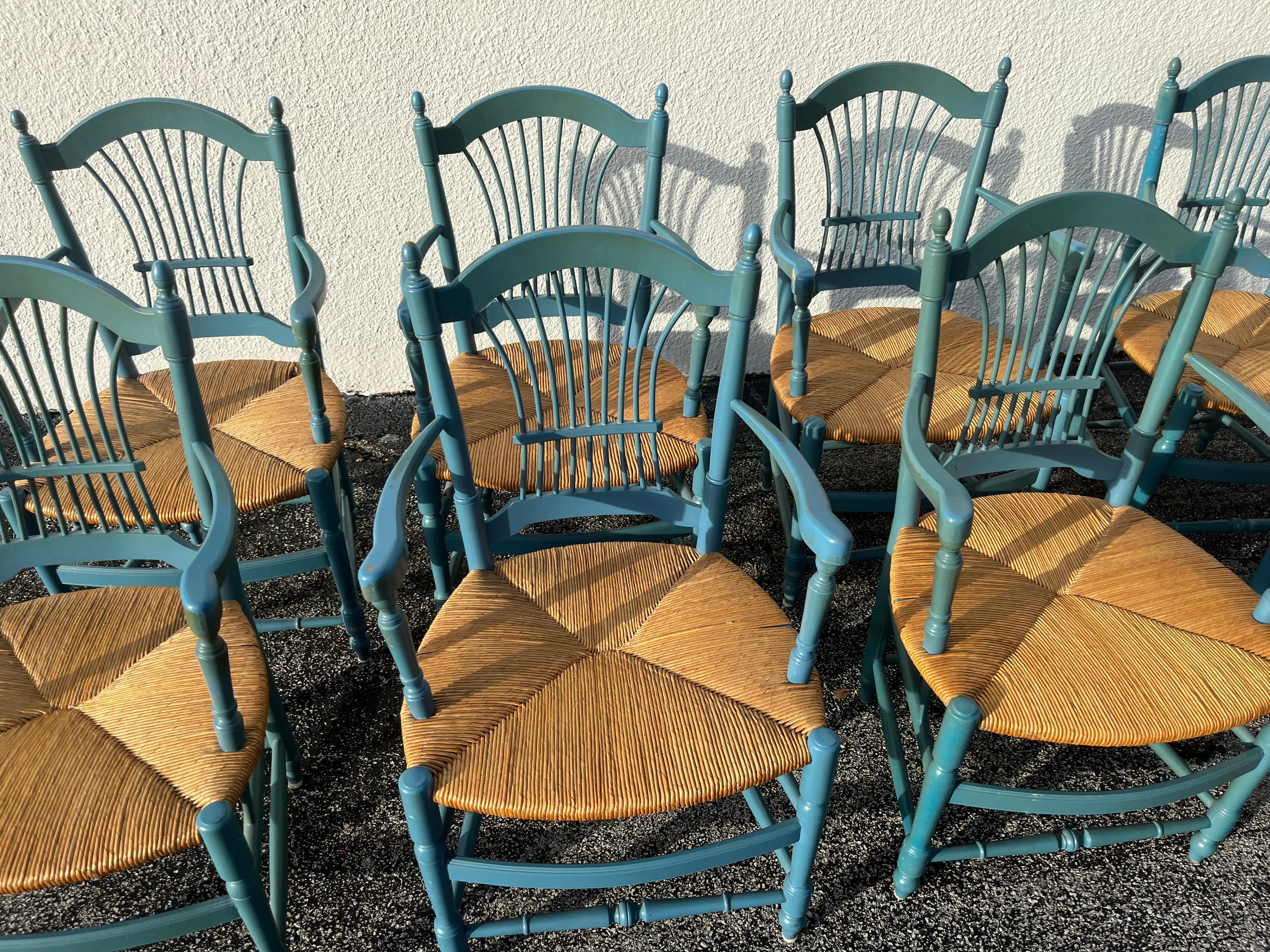 Jonc Ensemble de huit chaises à dossier en gerbe de blé, Rush en vente