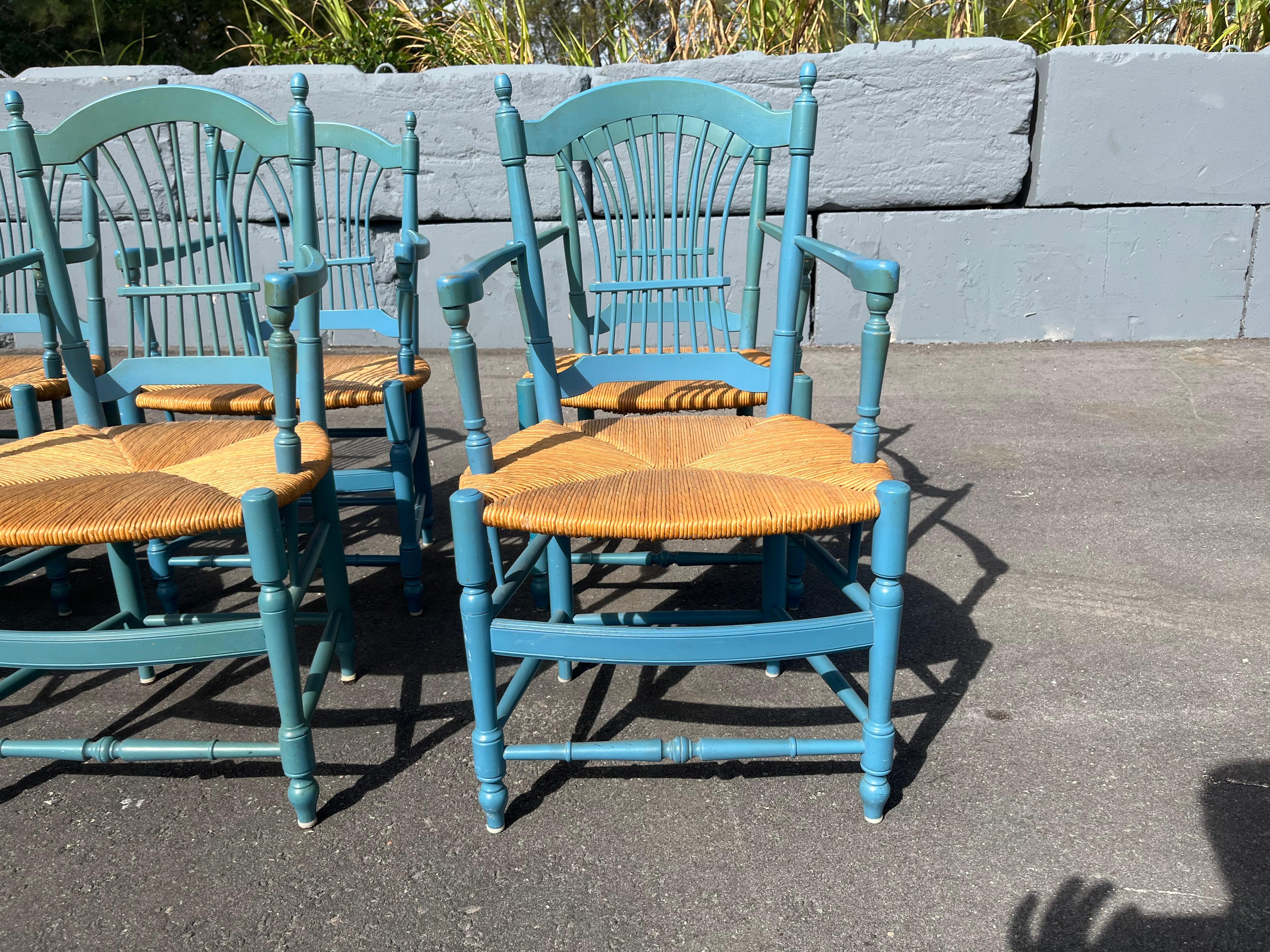 Ensemble de huit chaises à dossier en gerbe de blé, Rush en vente 1