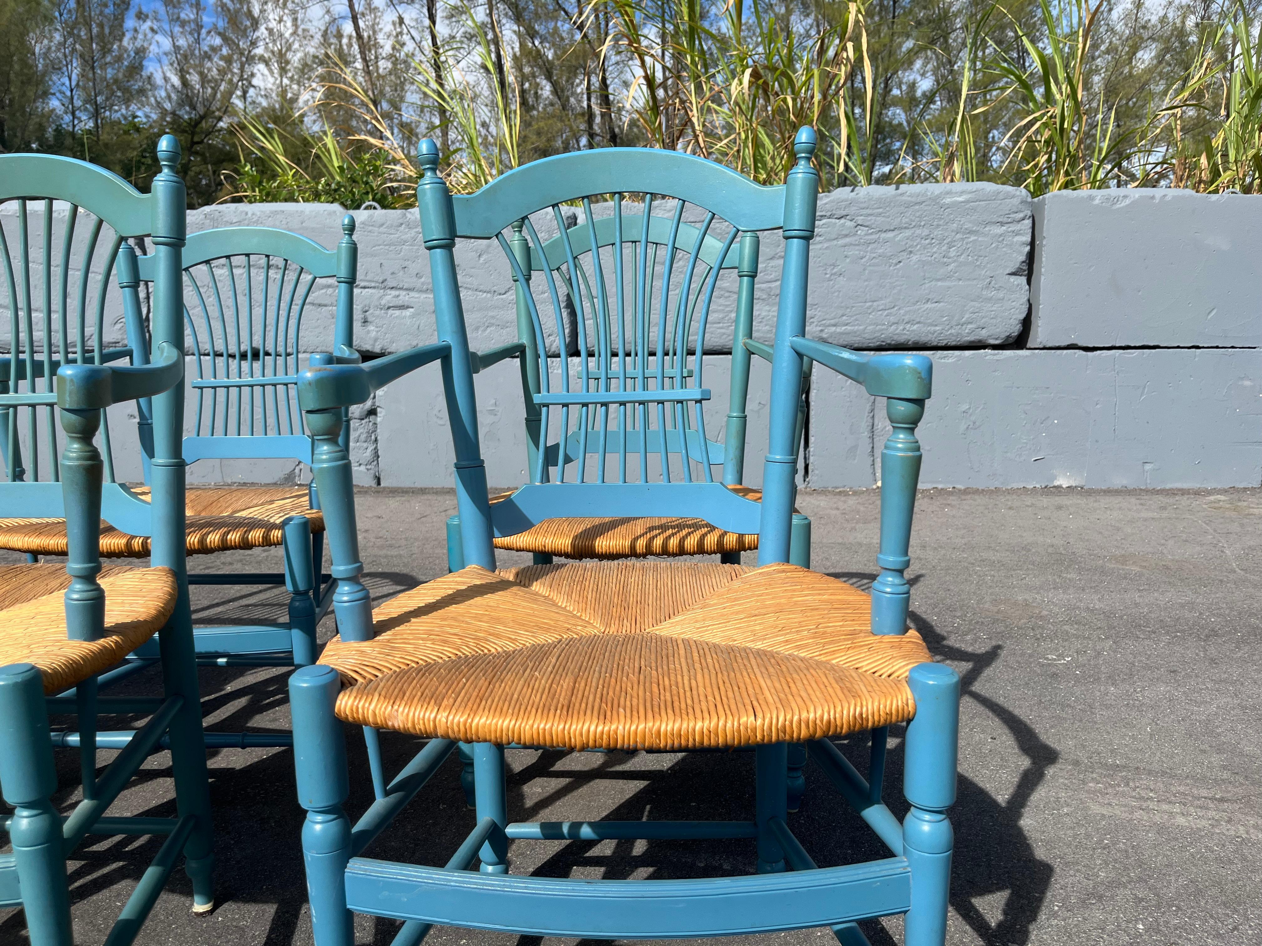 Ensemble de huit chaises à dossier en gerbe de blé, Rush en vente 2